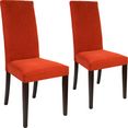home affaire stoel matrix frame van massief hout in naturel of donker, met diamant stiksels achter, imitatieleer of stof (set, 2 stuks) rood
