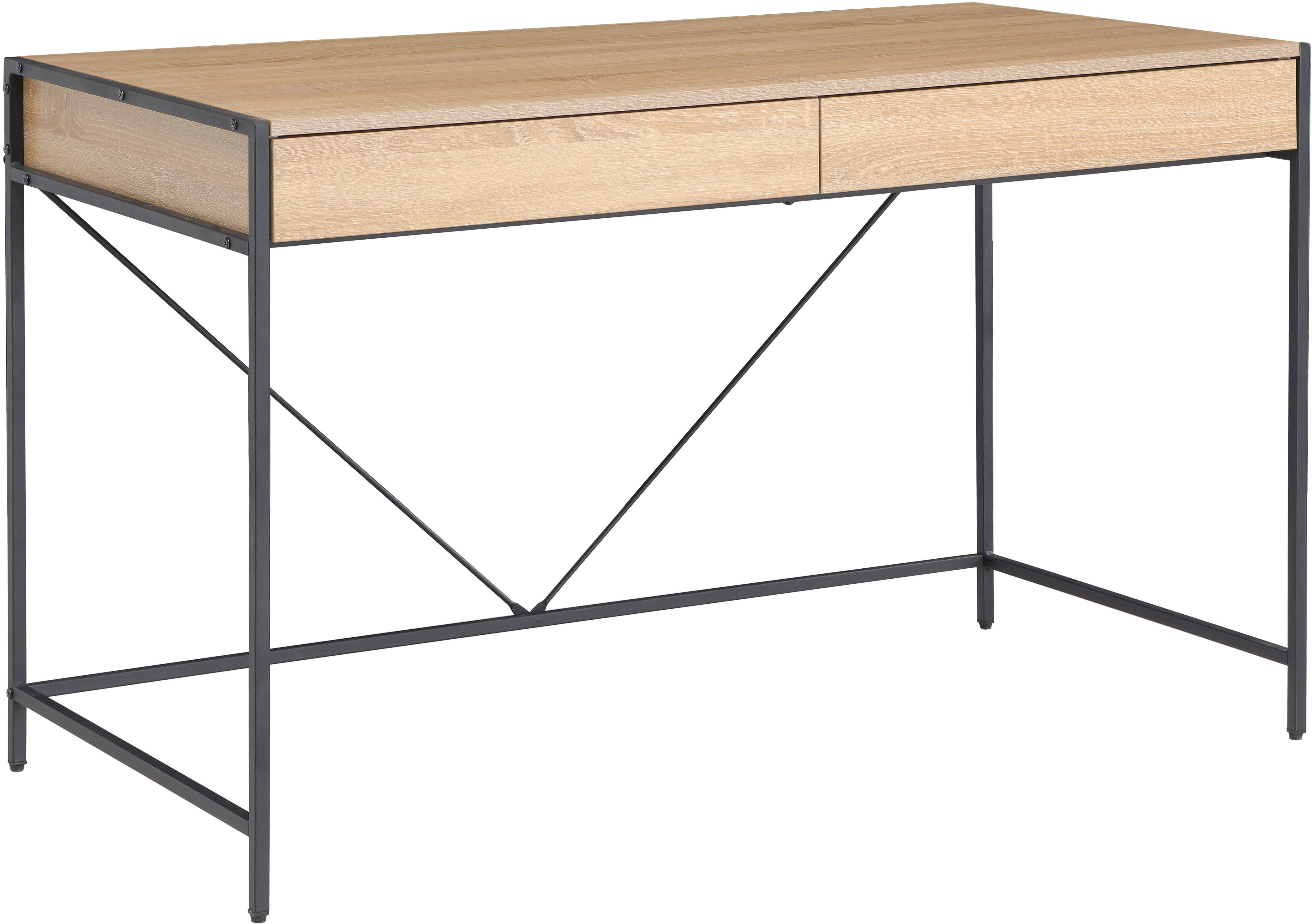 INOSIGN Bureau Endre stabiel metalen frame, 2 lades, greeploos, breedte 123 cm