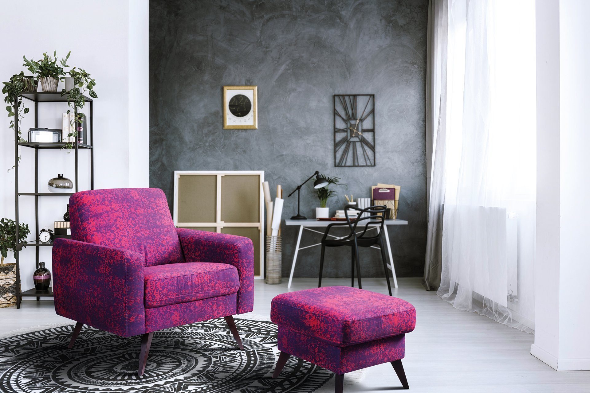 exxpo - sofa fashion Fauteuil Side, comfortabele loungestoel met extravagante bekleding