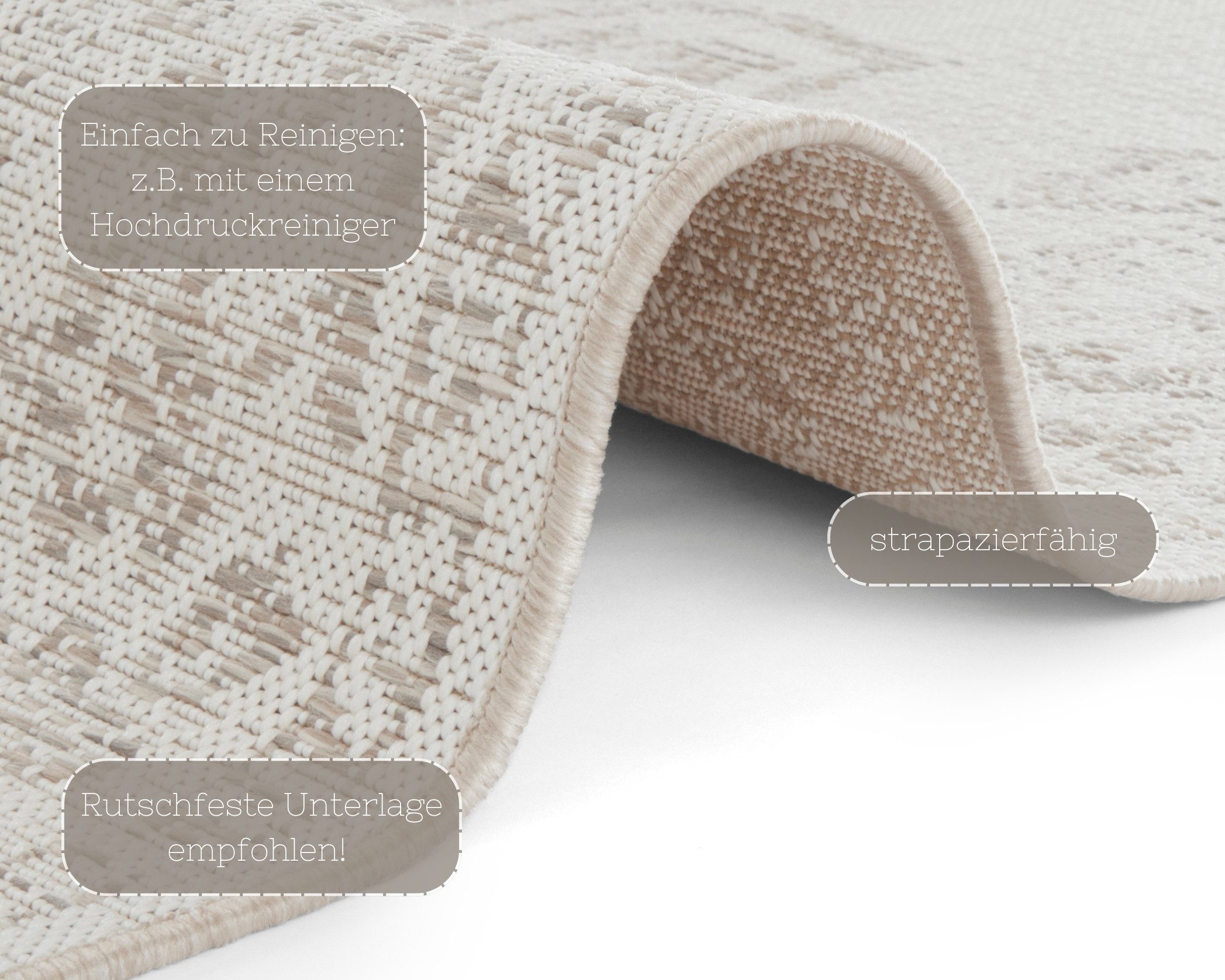 NORTHRUGS Vloerkleed Tilos In- & outdoor, korte pool, oriëntaals, vintage, woonkamer, tuin