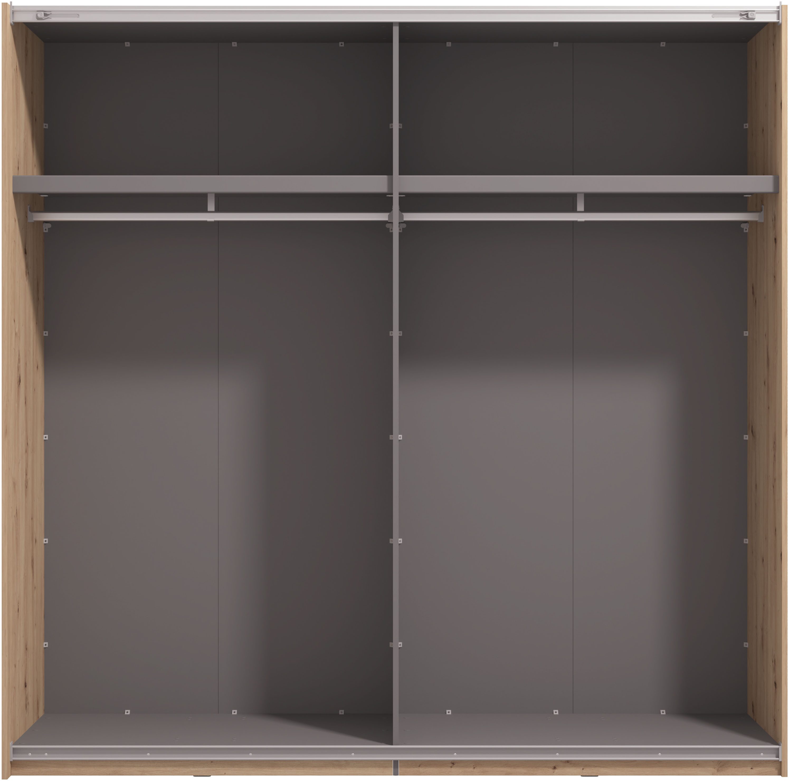 INOSIGN Schuifdeurkast Modena, breedte 220 cm, FSC-gecertificeerd, trendkleur cashmere Slaapkamerkast met spiegel, met verschillende binneninrichtingen