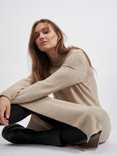 Vila Gebreide jurk VIRIL CREW NECK L/S MIDI DRESS - NOOS