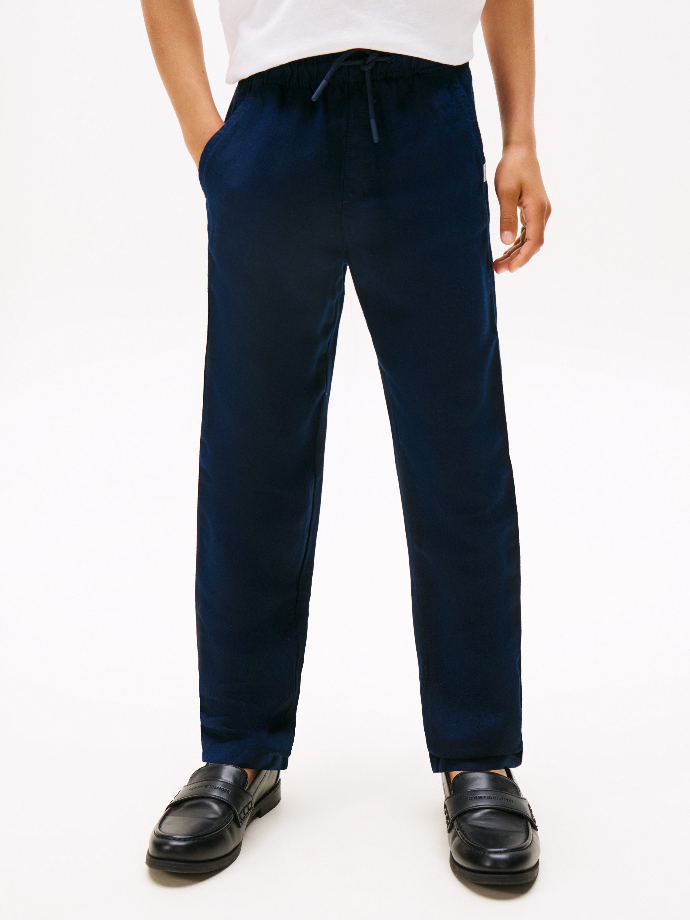 Tommy Hilfiger Geweven broek LINEN VISCOSE PANT met koord, logo borduursel