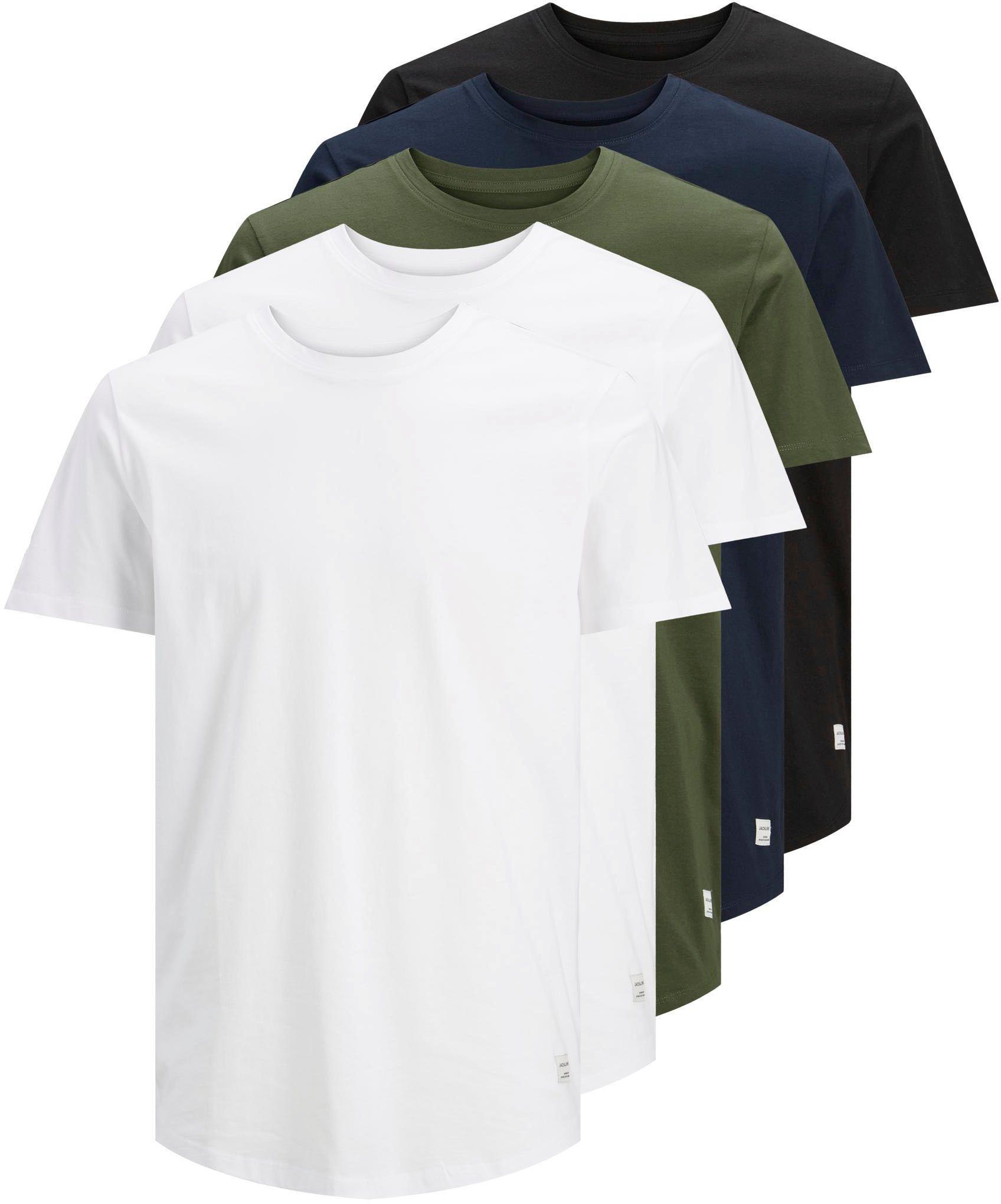 Jack & Jones T-shirt JJENOA TEE SS CREW NECK 5PK MP NOOS (5-delig, Set van 5)
