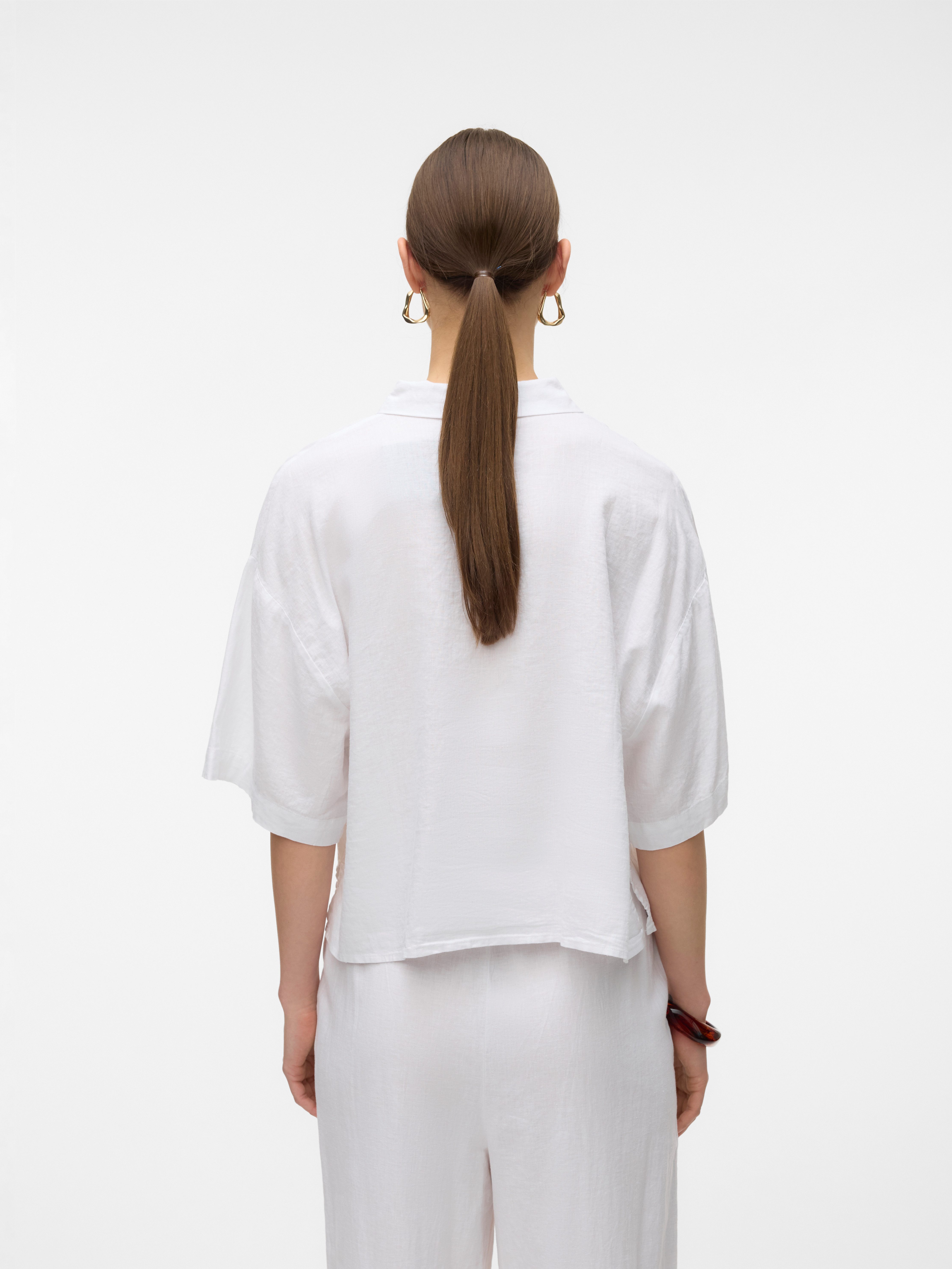 Vero Moda Overhemdblouse VMLINN LINEN 2/4 SHORT SHIRT WVN NOOS