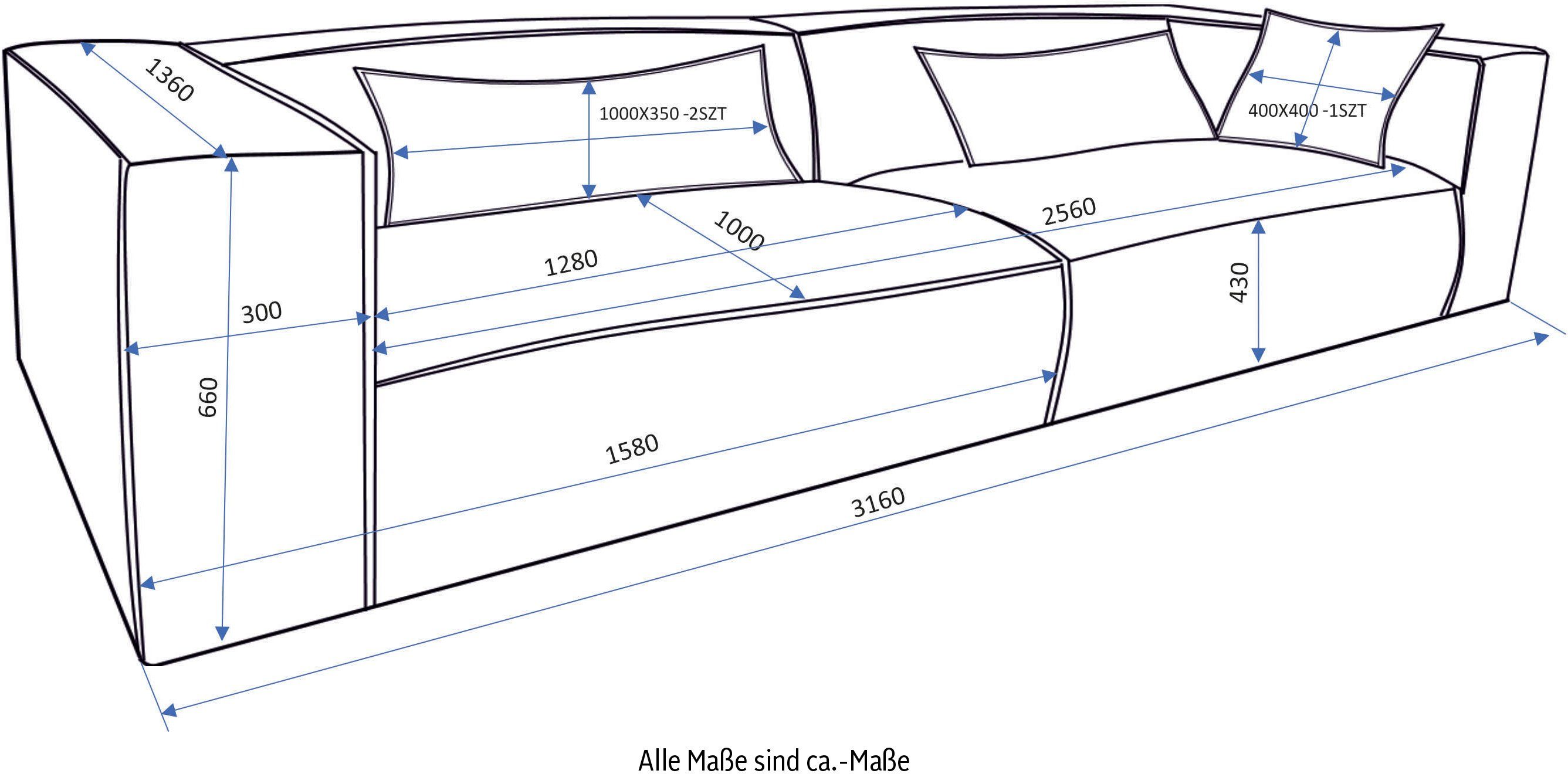 LeGer Home by Lena Gercke 3-zitsbank PIARA, XXL sofa met biesnaad, Big-sofa in cord of linnenlook