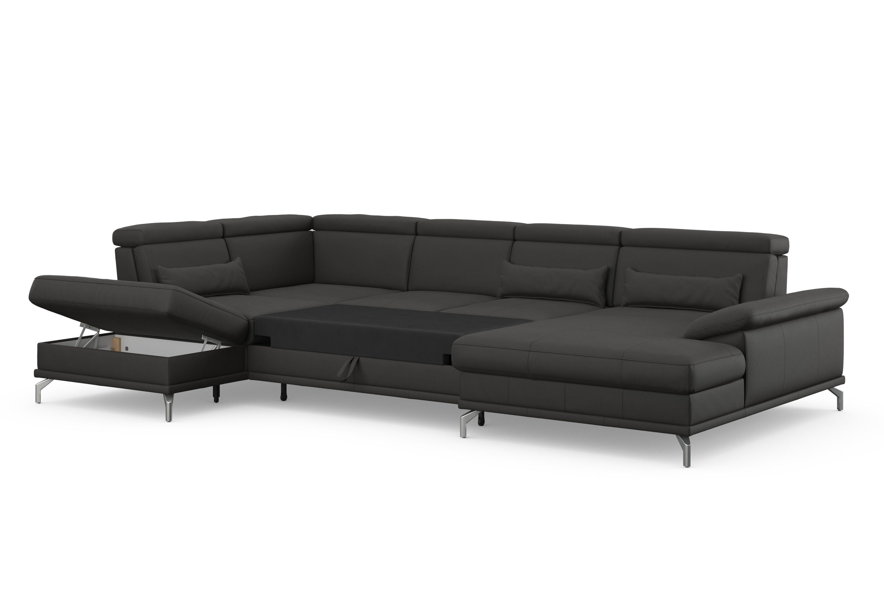 sit&more Zithoek Cabrio U-vorm, met zitdiepteverstelling, arm- en hoofdsteunverstelling