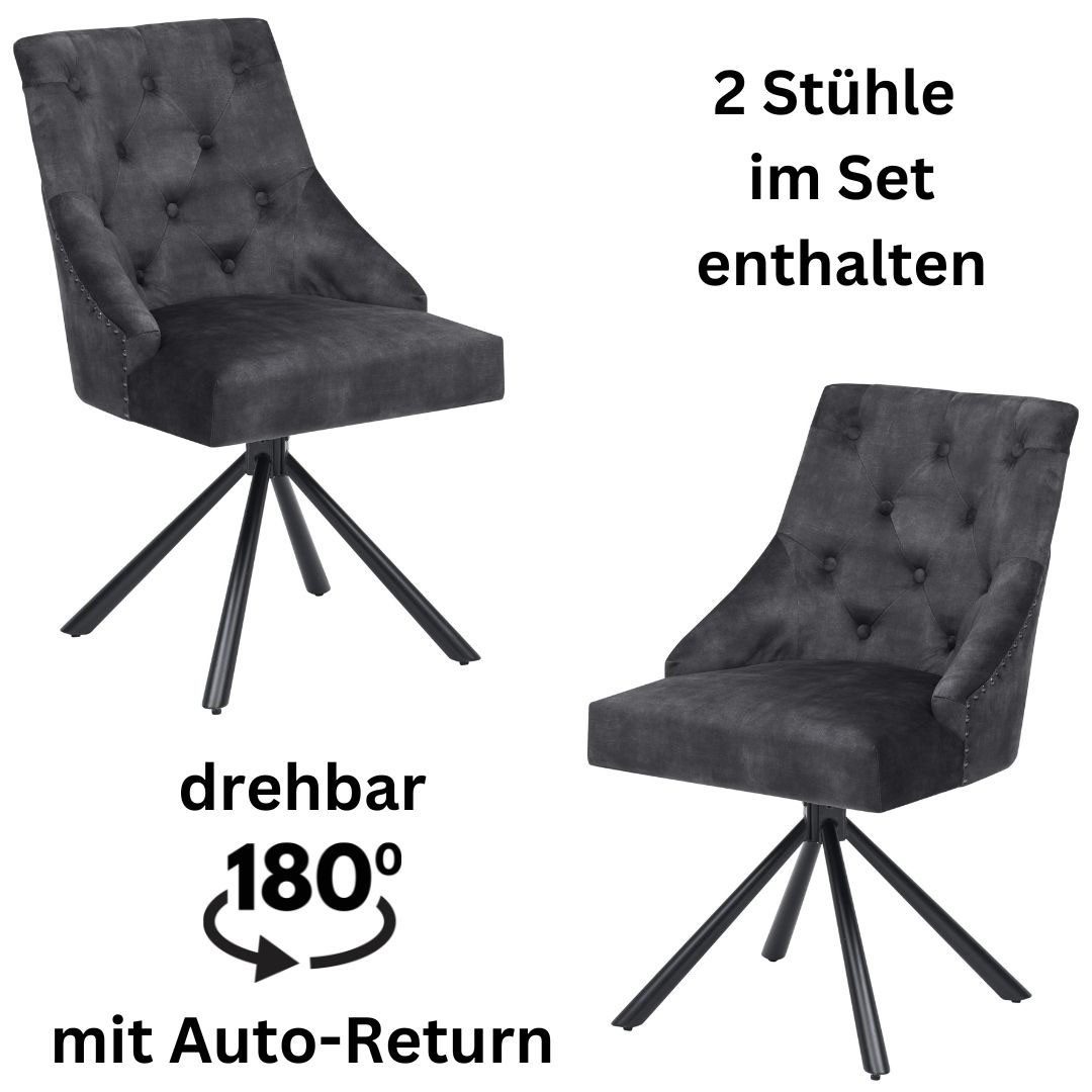 Stolkom Stoel JOHANNA 180 graden draaibaar met auto-return (set, 2 stuks)