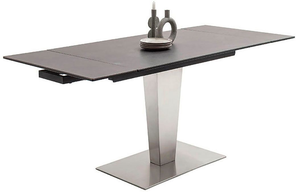MCA furniture Eettafel PESARO uitschuifbare tafel met voet 120-180 cm Keramiek, roestvrij staal, eindschuif, uittrekbaar, tafelblad 14 mm