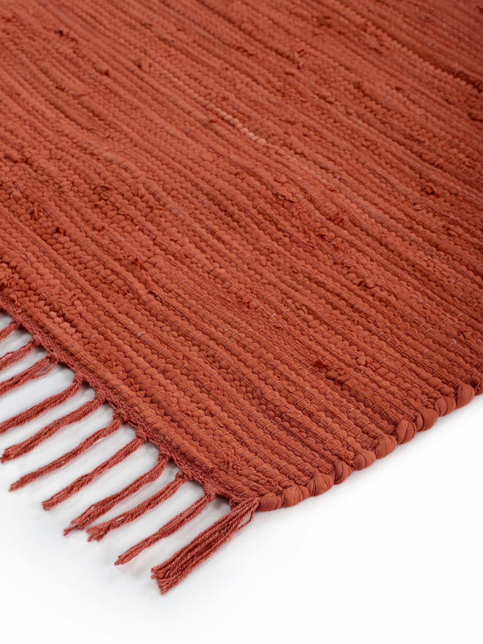 carpetfine Vloerkleed Kelim Chindi uni Tweezijdig te gebruiken kleed, puur katoen, met de hand geweven, unikleuren, met franje