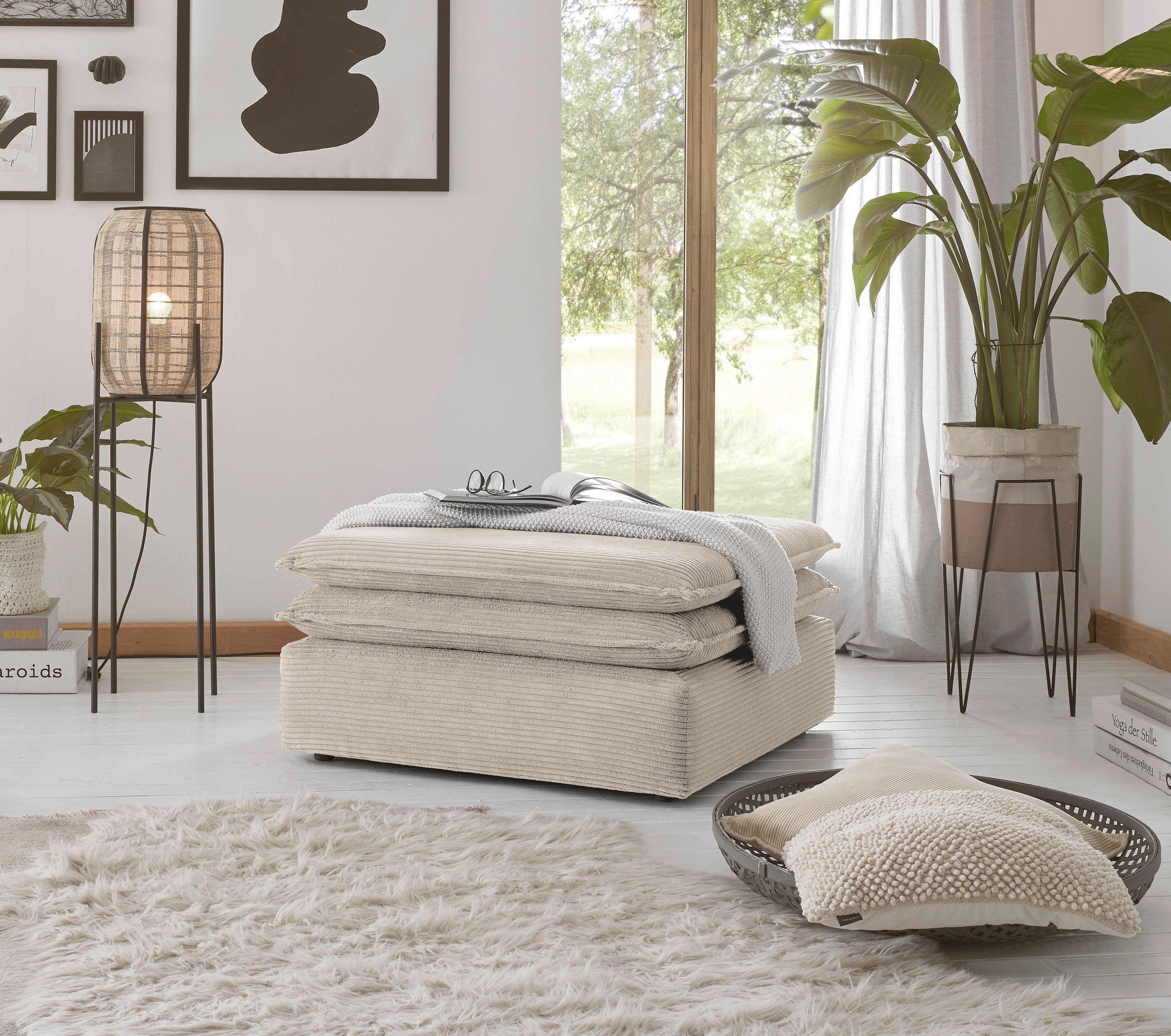 Places of Style Hocker PIAGGE Hoogwaardige cord, passend bij de loveseat PIAGGE