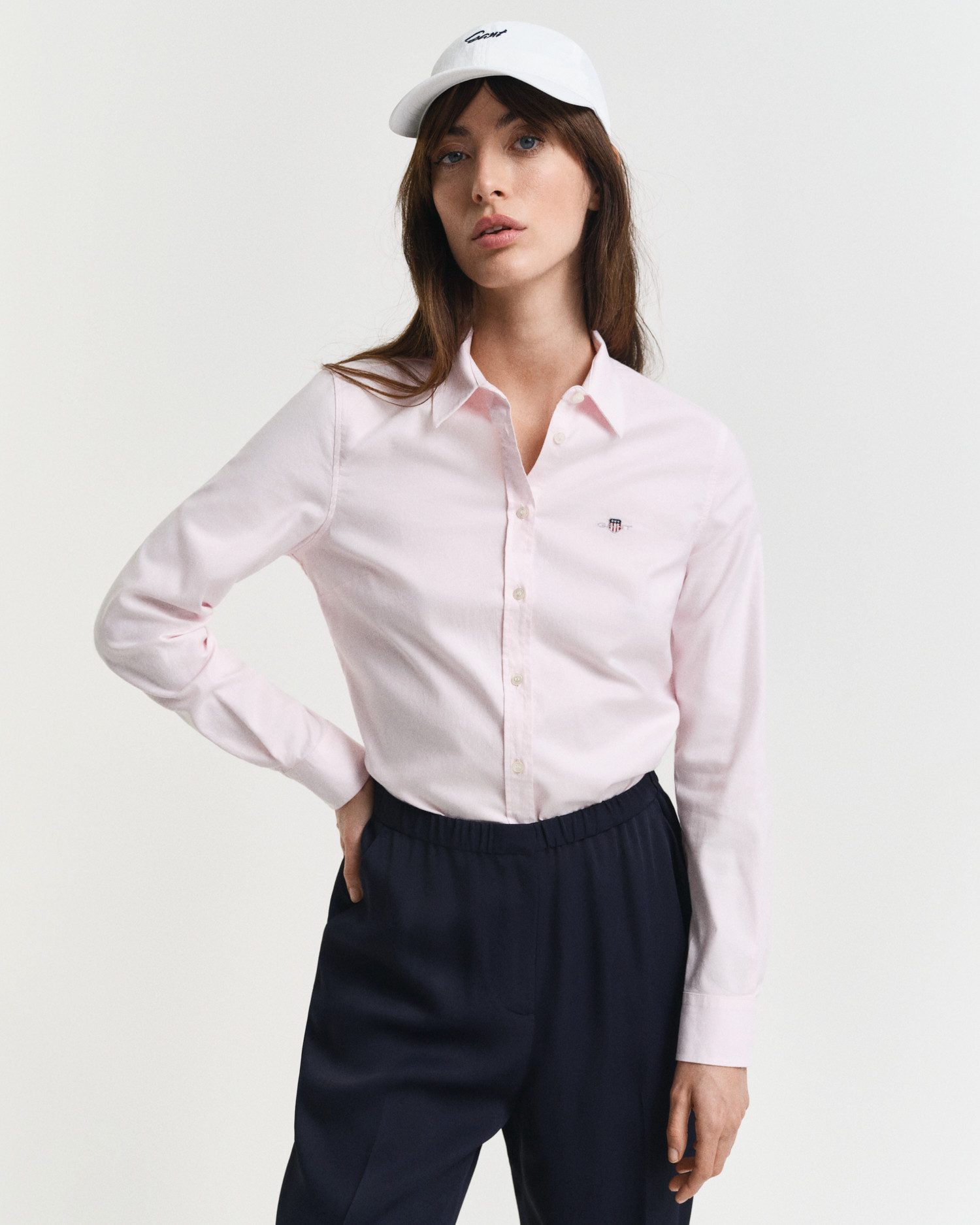 Gant Blouse met lange mouwen Nieuwe Slim Stretch Oxford Blouse voor comfortabel zitten en bewegingsvrijheid, new slim stretch, kreukvrij