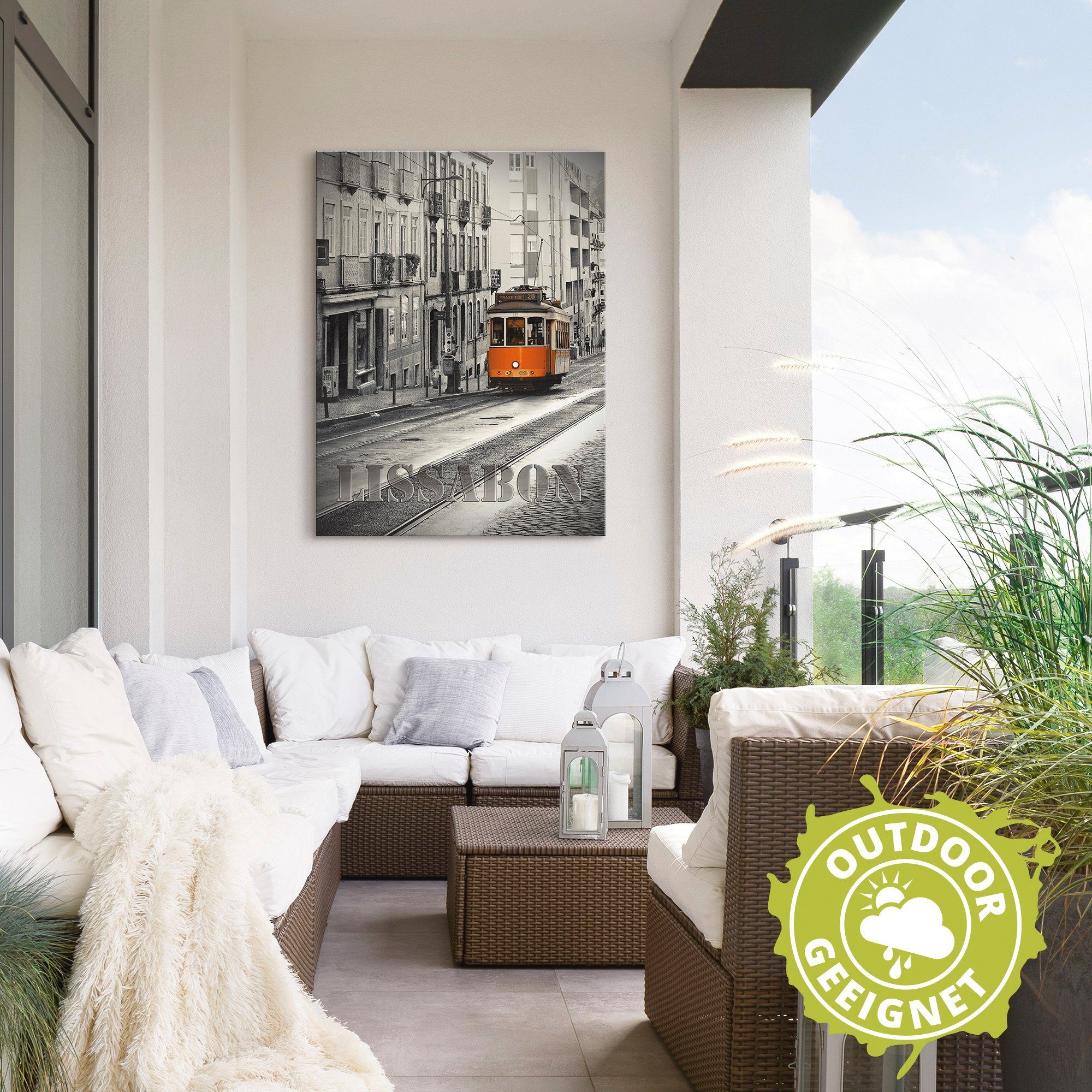 Artland Aluminium dibond print Lissabon - lijn 28 geschikt voor binnen en buiten, buitenafbeelding