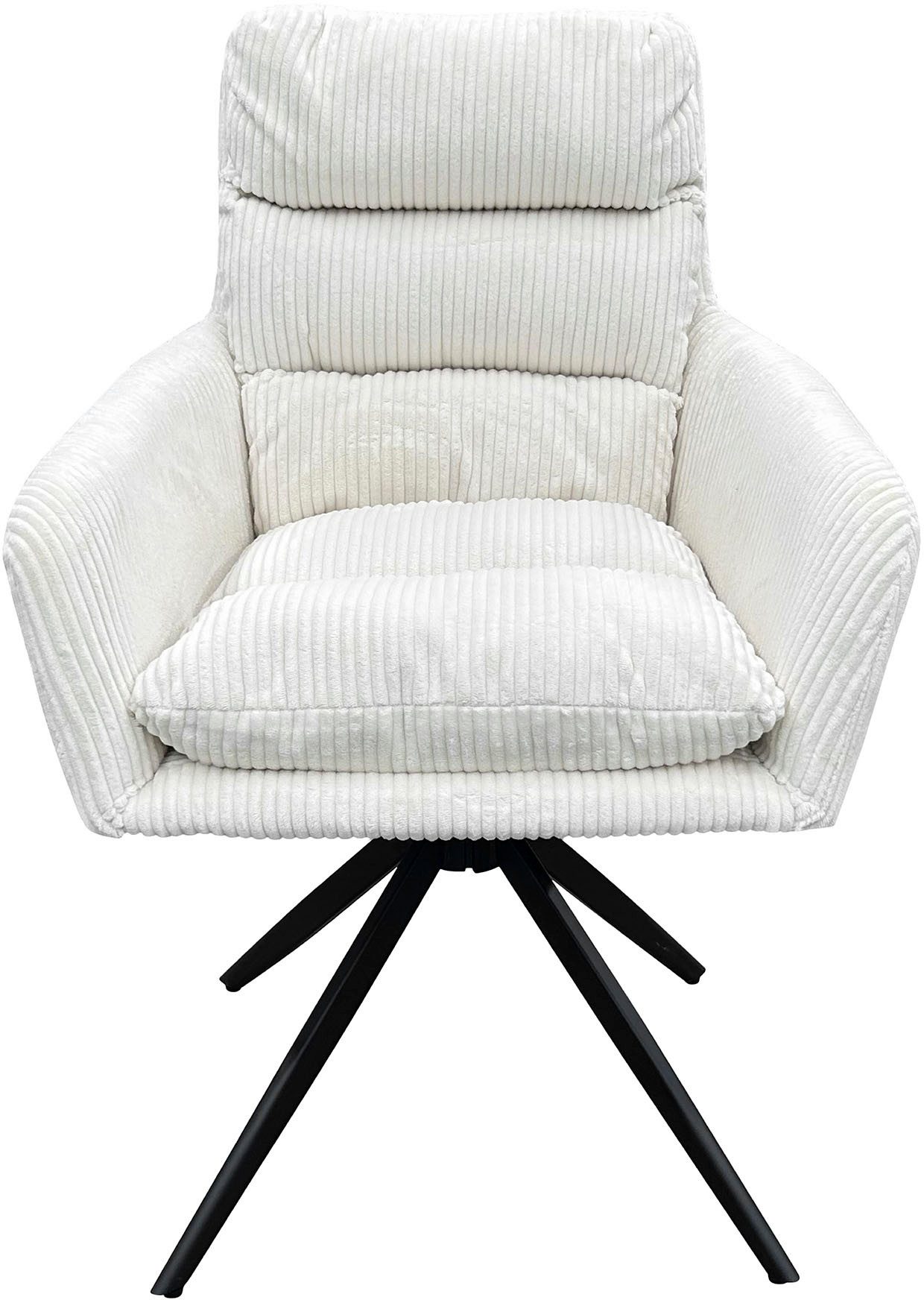 byLIVING Eetkamerstoel Pura (2-stuks set) Zitkuip 360° draaibaar, zwart metaal, armleuningstoel, diverse kleuren (set)