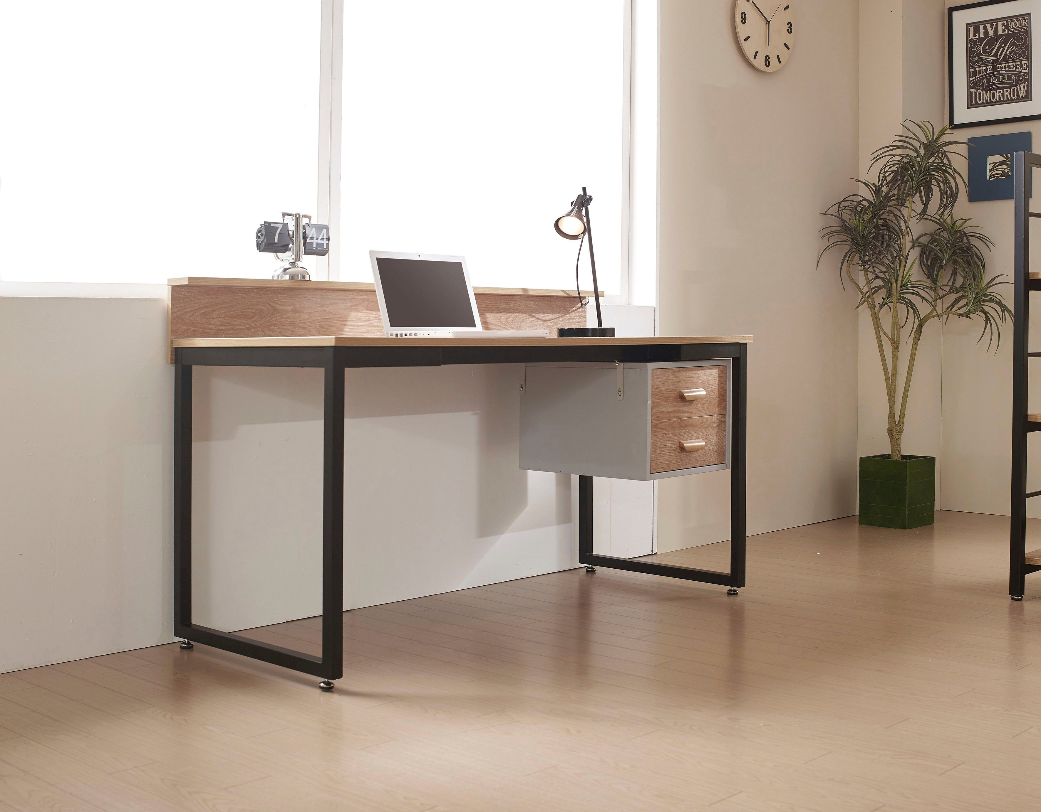 INOSIGN Bureau Wenzel Werkblad acacia decor, geschikt voor het thuiskantoor, laptoptafel
