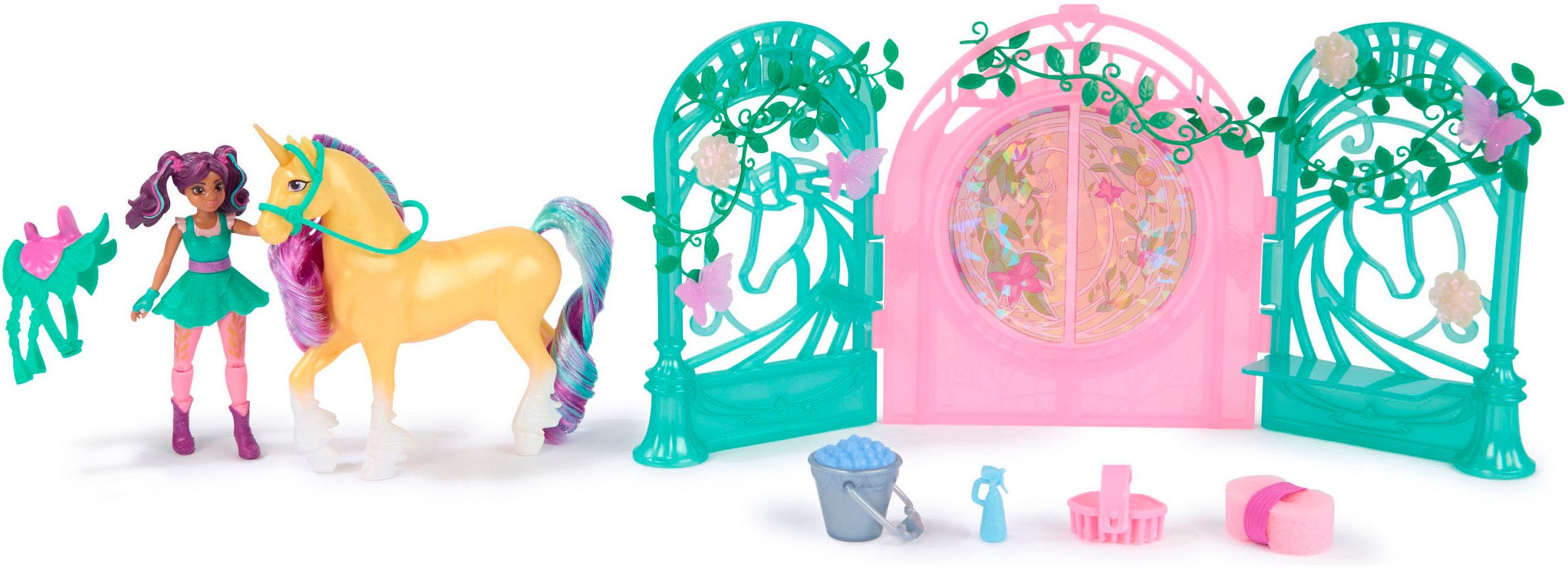 Spin Master Aankleedpop Unicorn Academy - Stall Spielset - Ava & Leaf