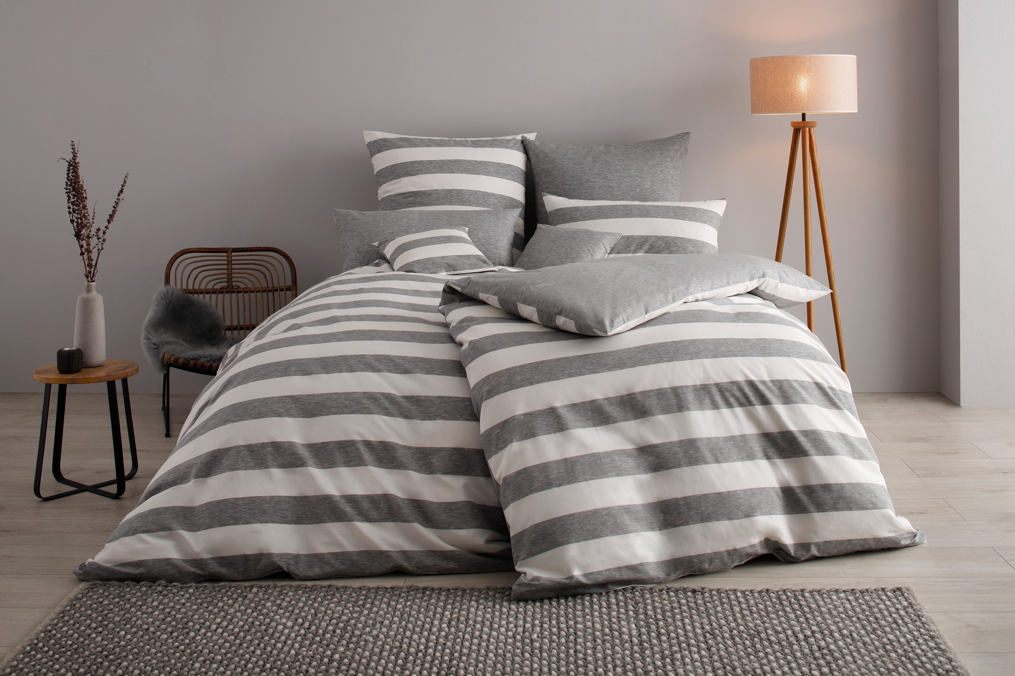 OTTO products Tweezijdig te gebruiken overtrekset Bigstripe 100% biokatoen gots-gecertificeerd, streepdesign in mêlee-look (2-delig)