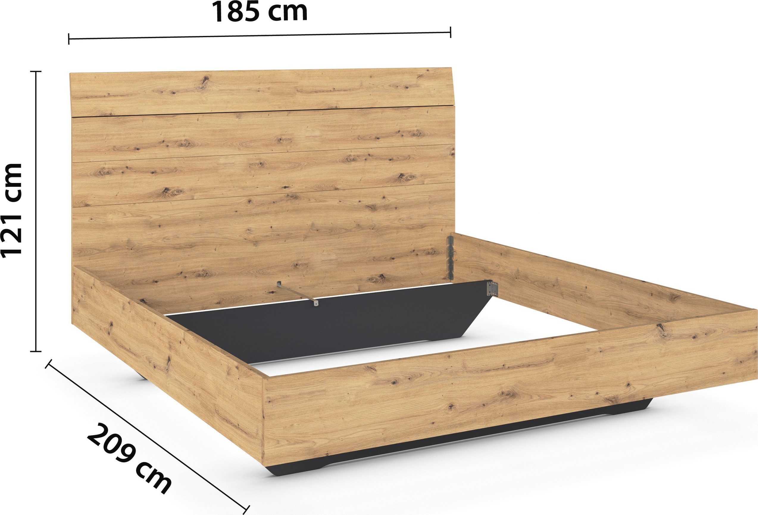 rauch Futonbed Bed 2-persoonsbed houten bed AGORDO met hoge rugleuning en zwevende look made in germany