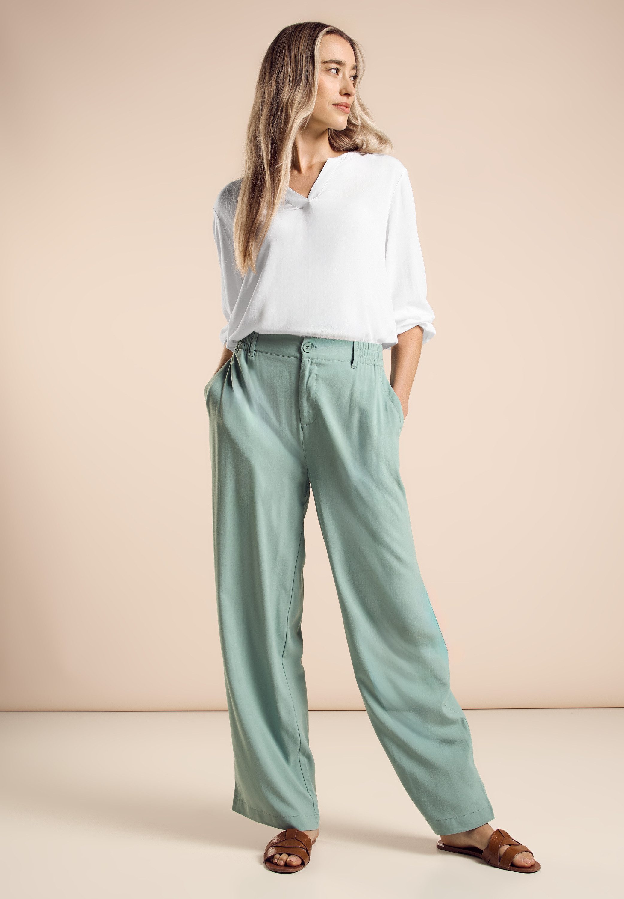 STREET ONE Tuniekshirt met materialenmix