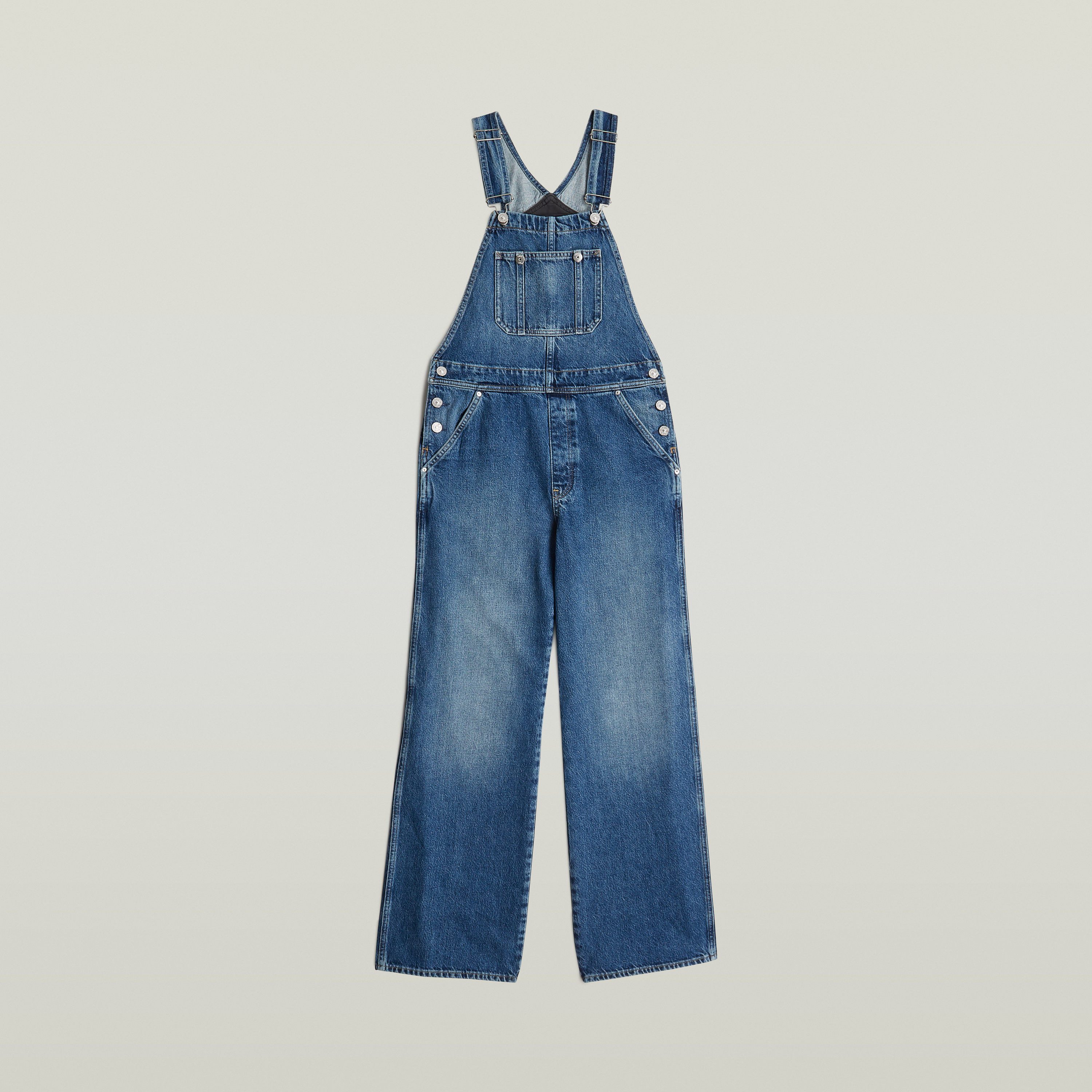 G-Star RAW Tuinbroek Straight Leg Dungaree met knopen aan de zijkanten