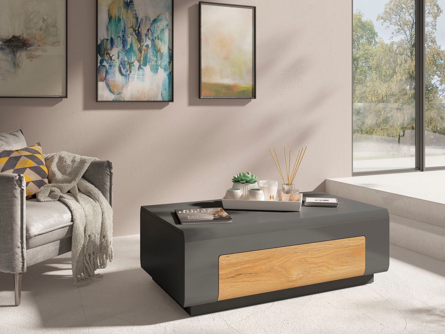 INOSIGN Salontafel Toledo, breedte 110 cm elegante salontafel met hoogglanselementen