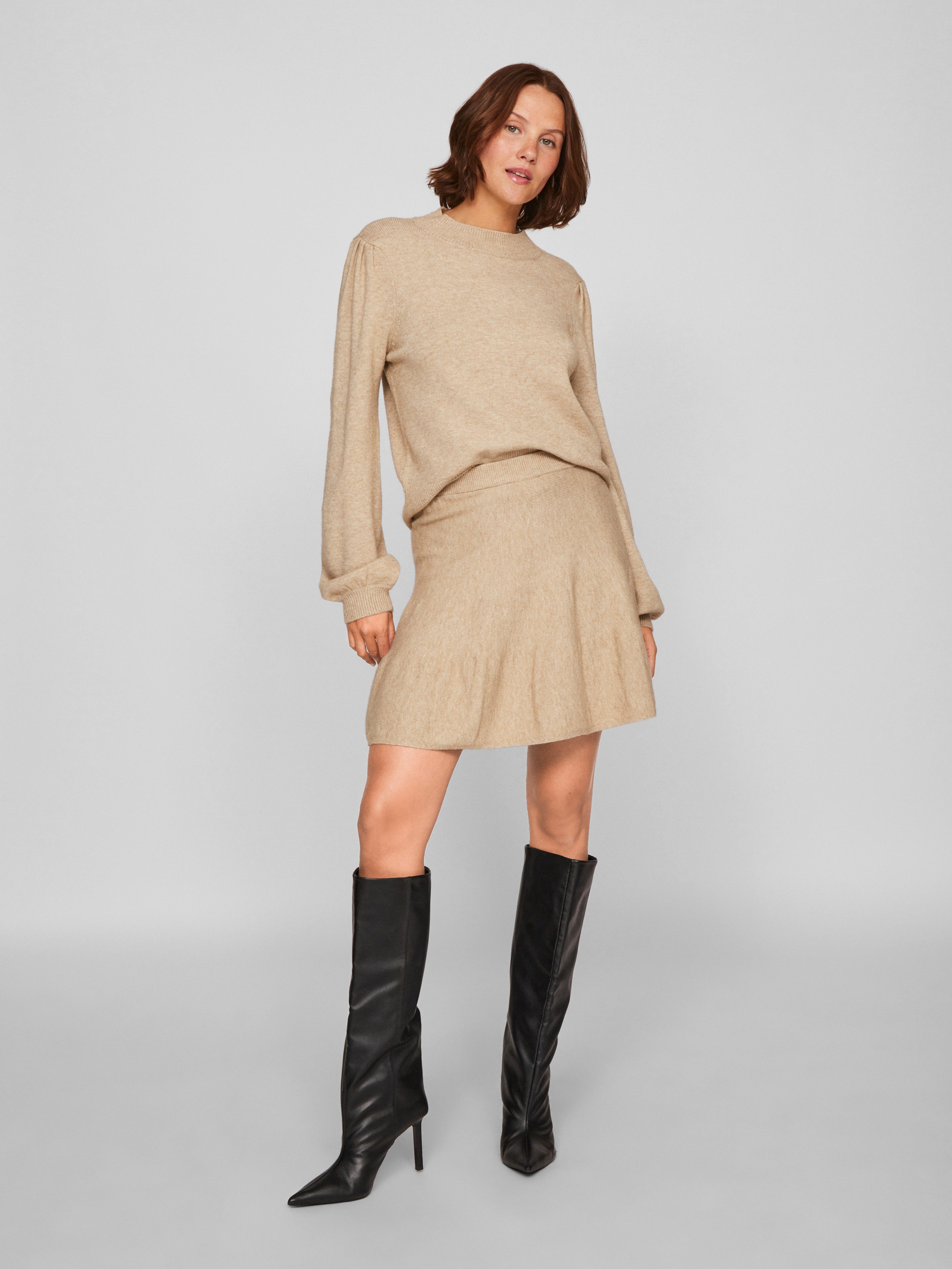 Vila Trui met ronde hals VIRIL TURTLE-NK BALLOON L/S TOP - NOOS