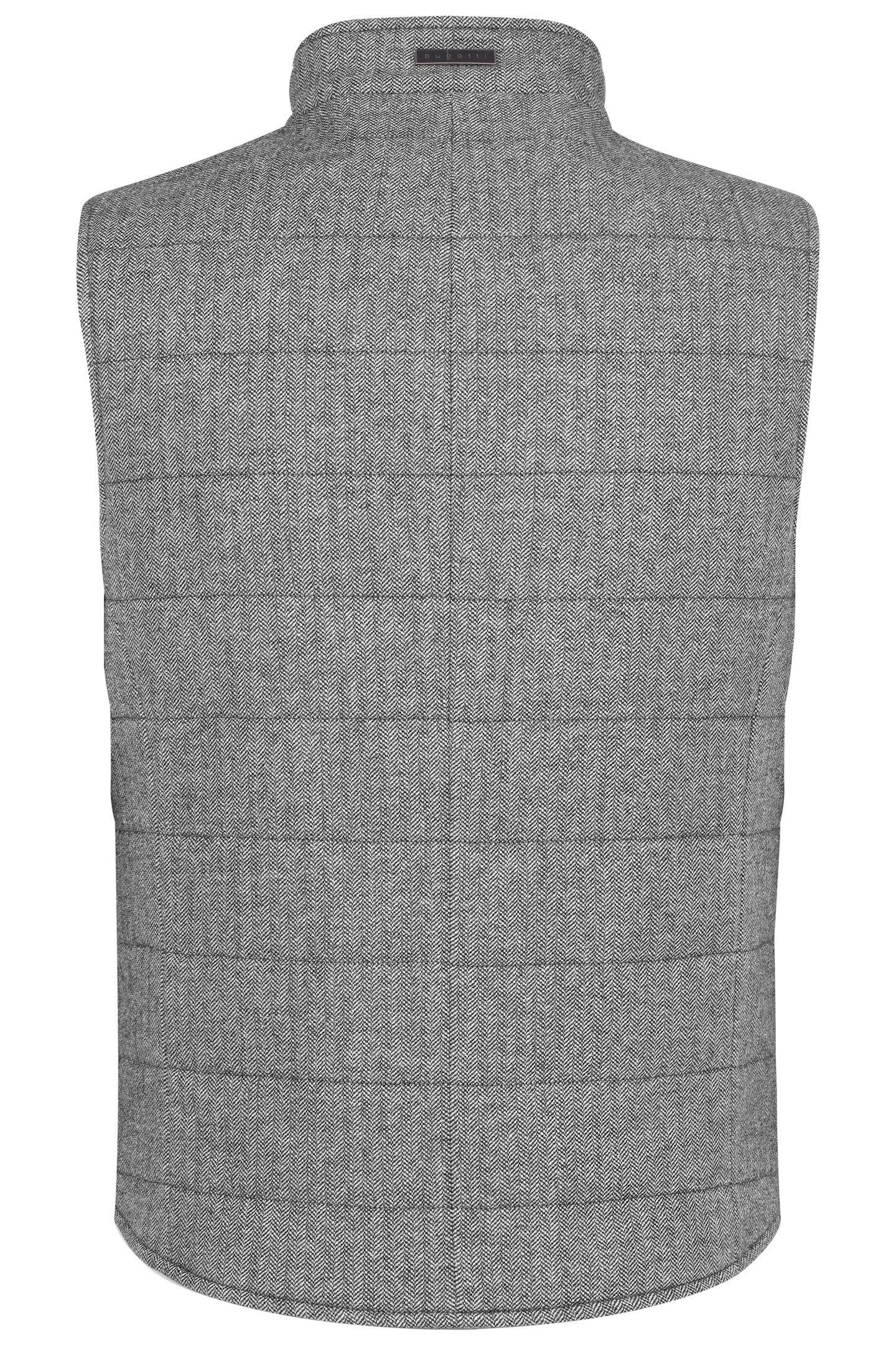 Bugatti Korte bodywarmer met tonale visgraatpatroon