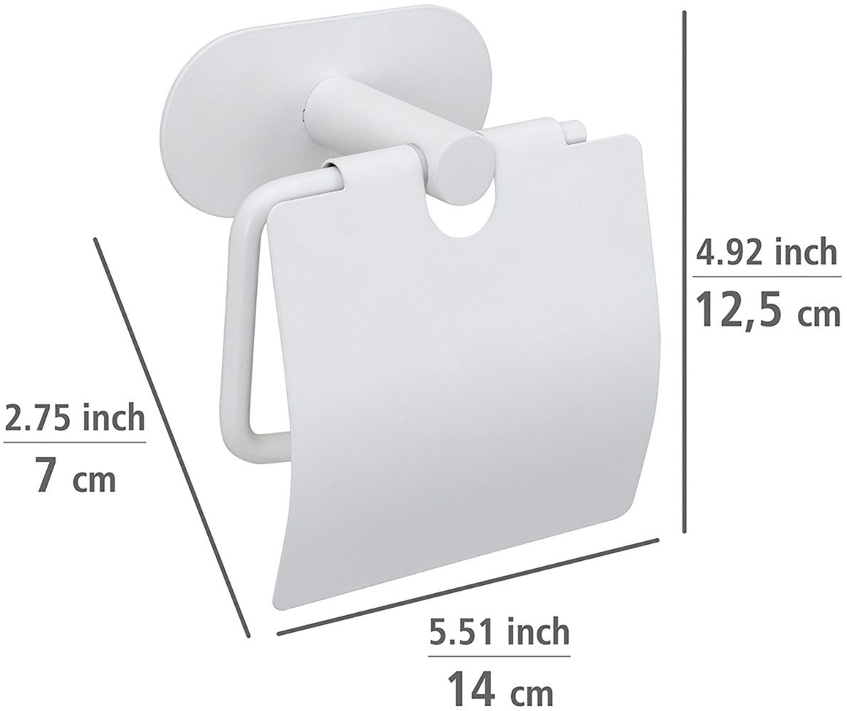 WENKO Toiletrolhouder Turbo-Loc® model Orea met deksel, roestvrij staal, bevestigen zonder boren