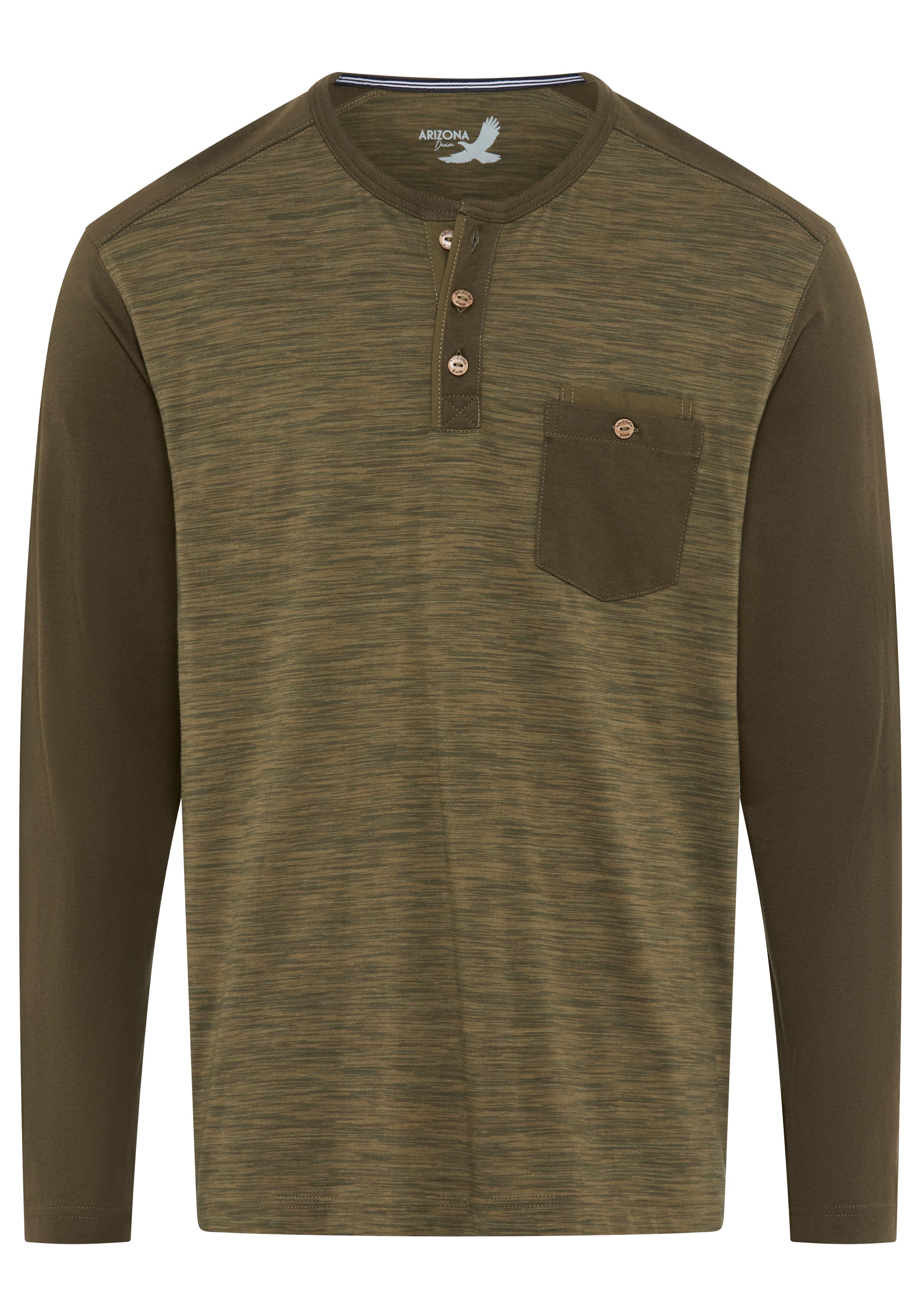 Arizona Longsleeve Lange mouwen, gemêleerde look, ronde hals met knoopsluiting