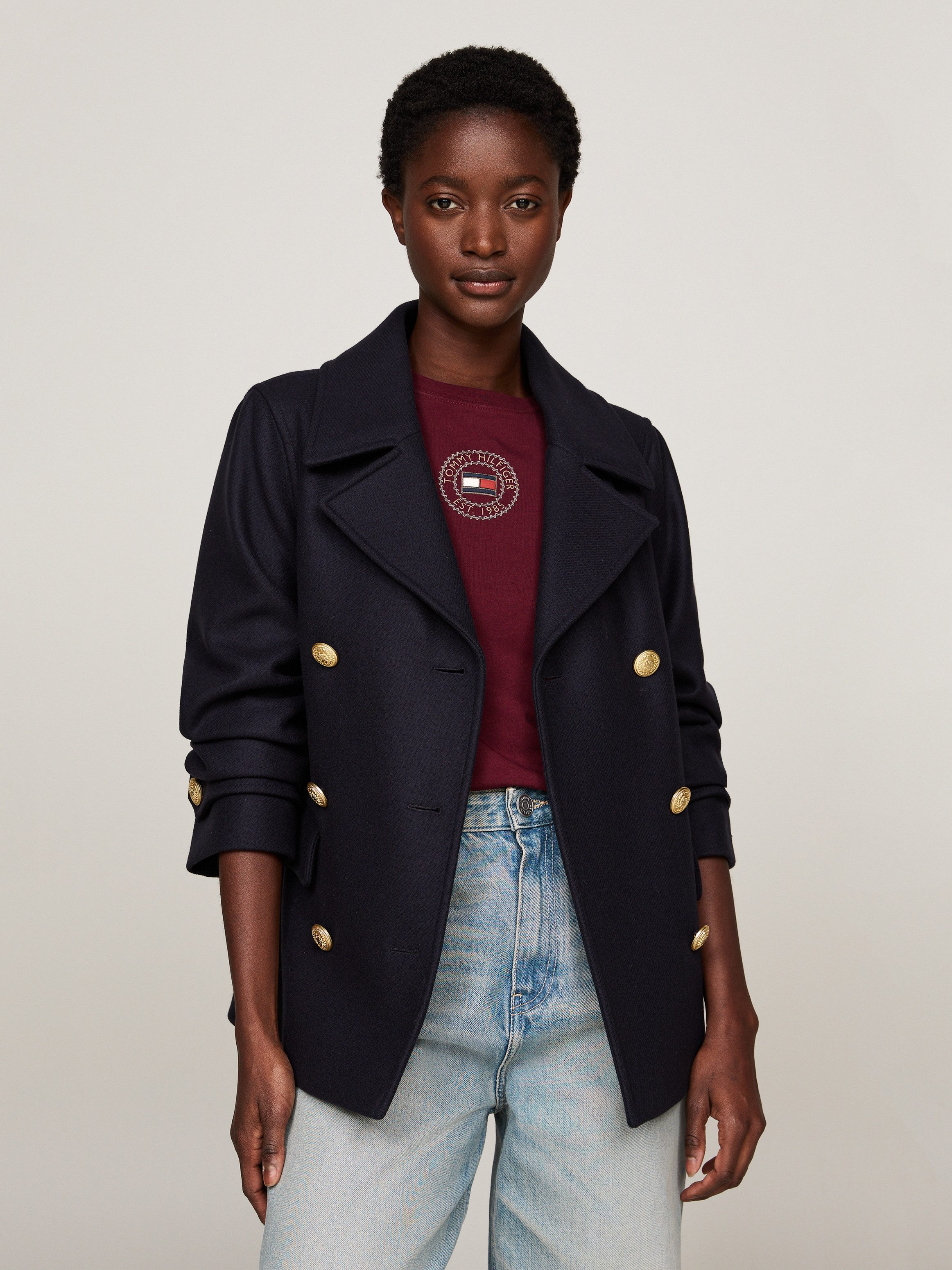 Tommy Hilfiger Korte jas WOOL BLEND DB PEACOAT