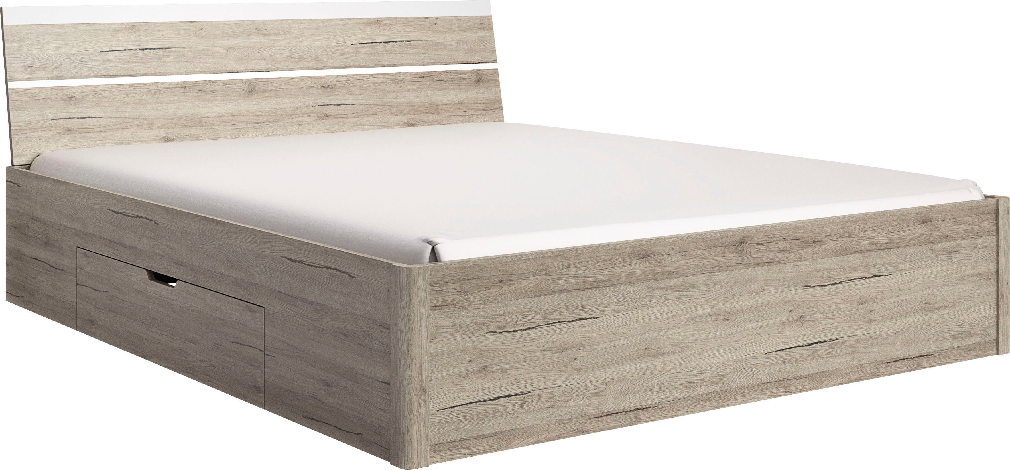 INOSIGN Ledikant met bergruimte Beta, breedte 160 of 180cm, moderne bedopstelling met 2 lades bedden beige