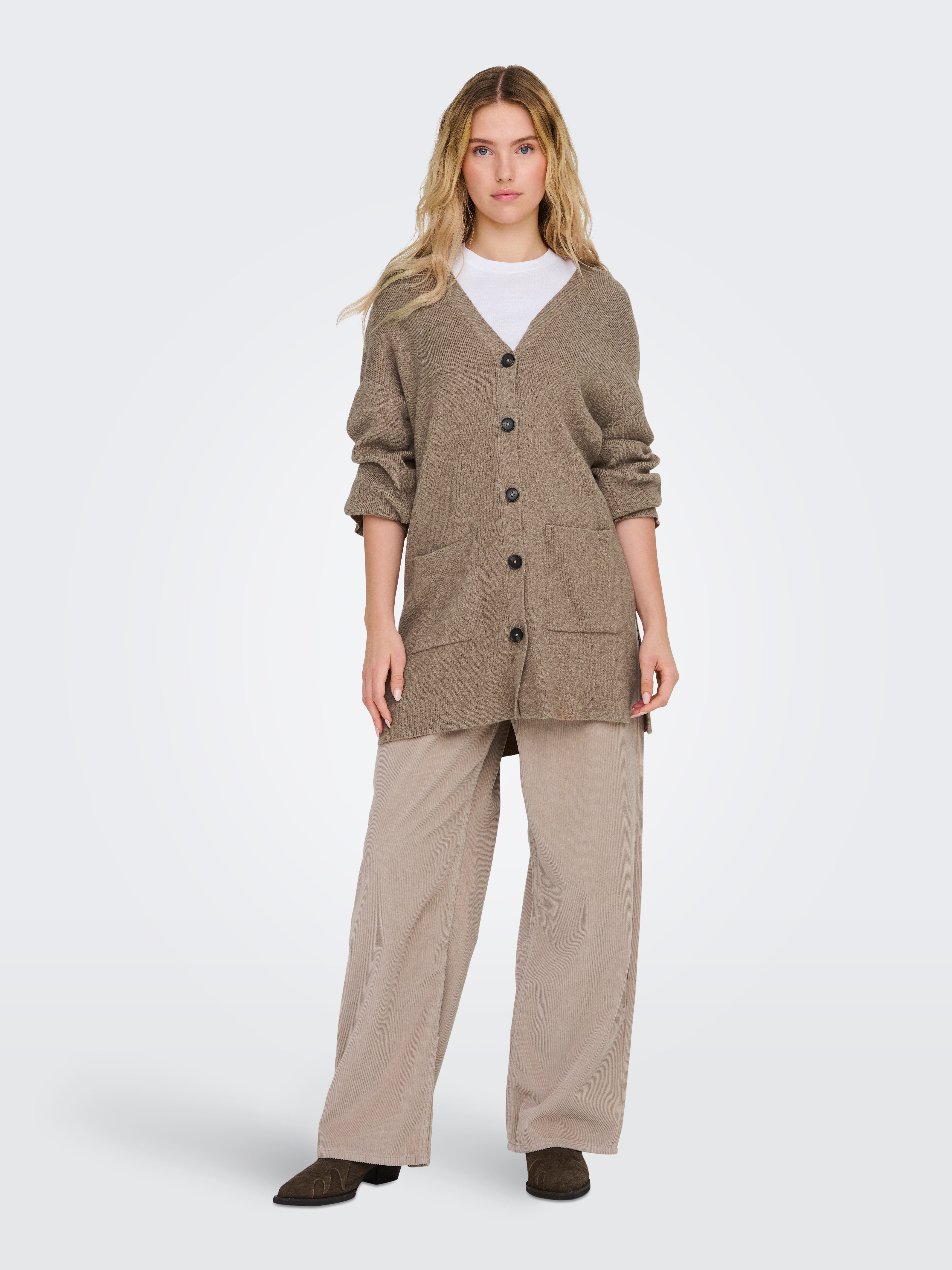 Only Vest ONLKATIA LS RIB V LOOSE CARDIGAN CC KNT