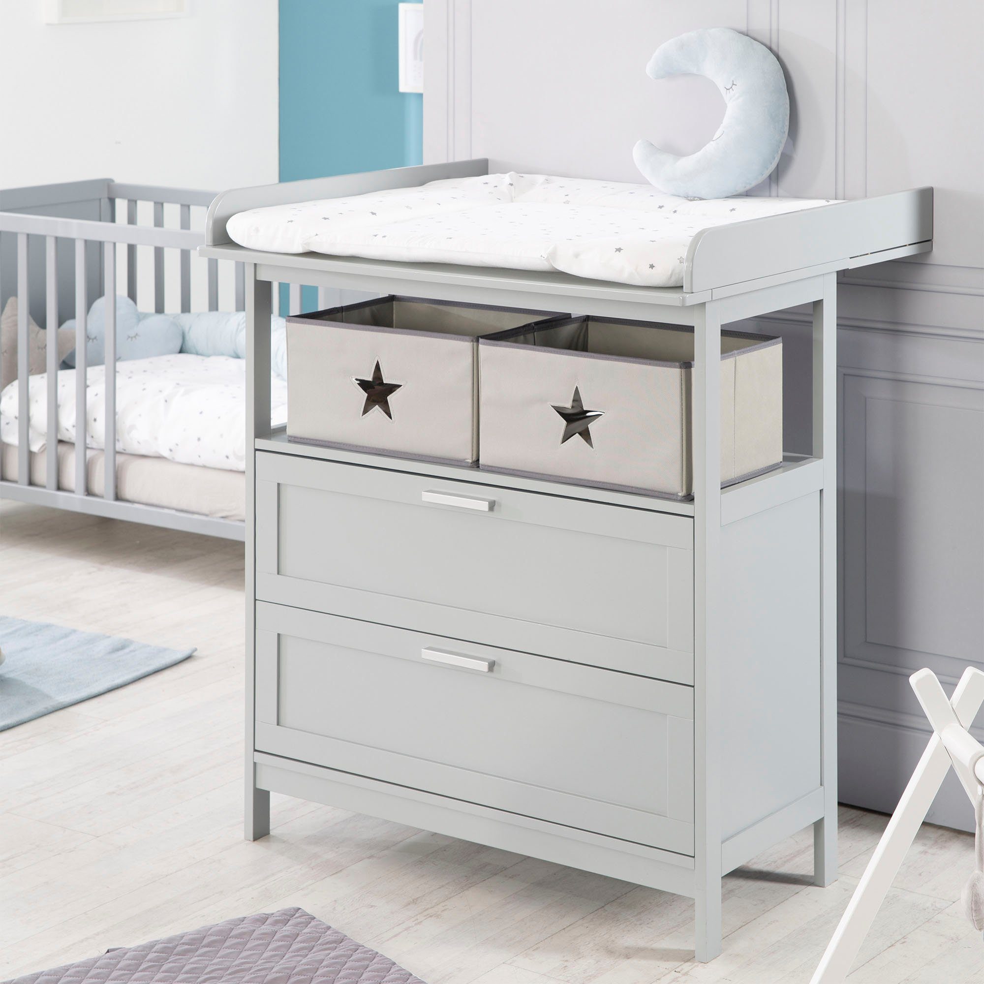 Roba® Babymeubelset Hamburg met kinderbed en commode met 2 laden (voordeelset, 2 stuks)