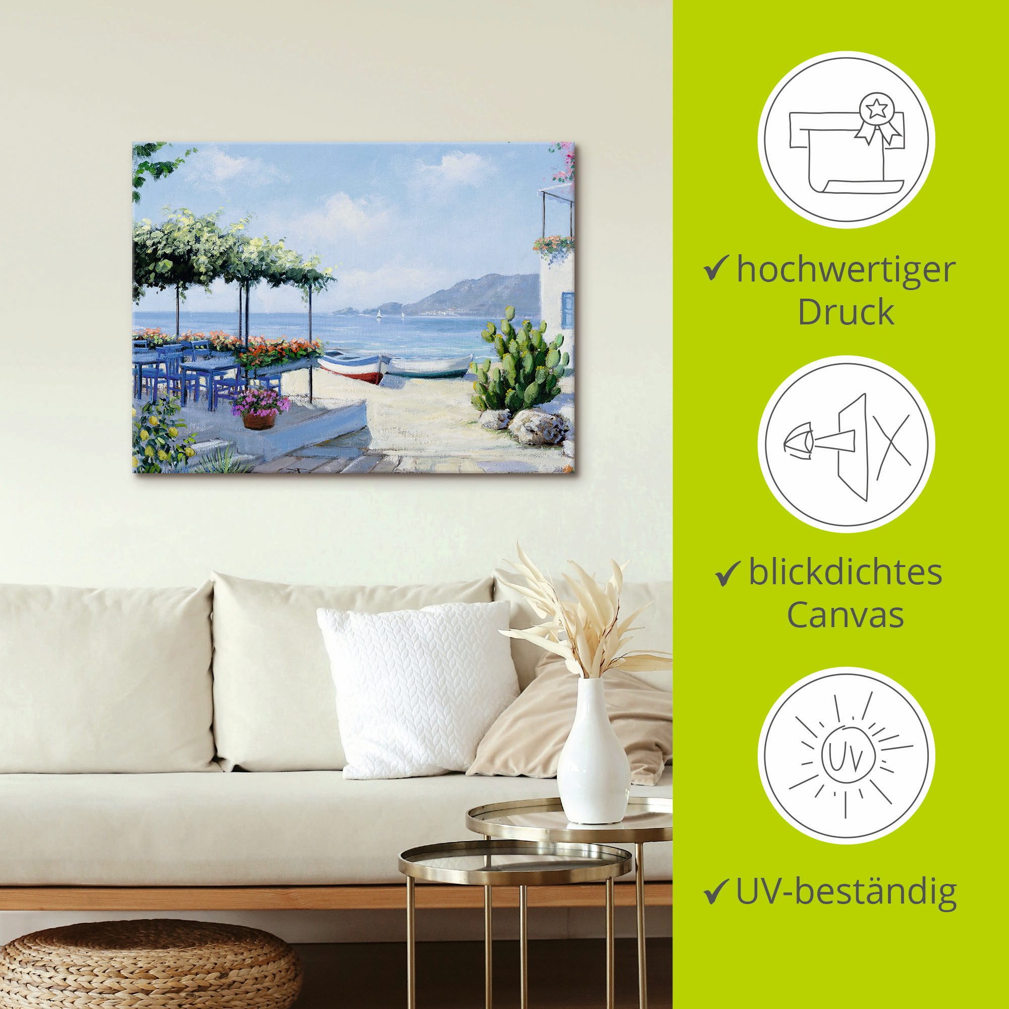 Artland Artprint Mooi uitzicht op zee als artprint op linnen, muursticker in verschillende maten