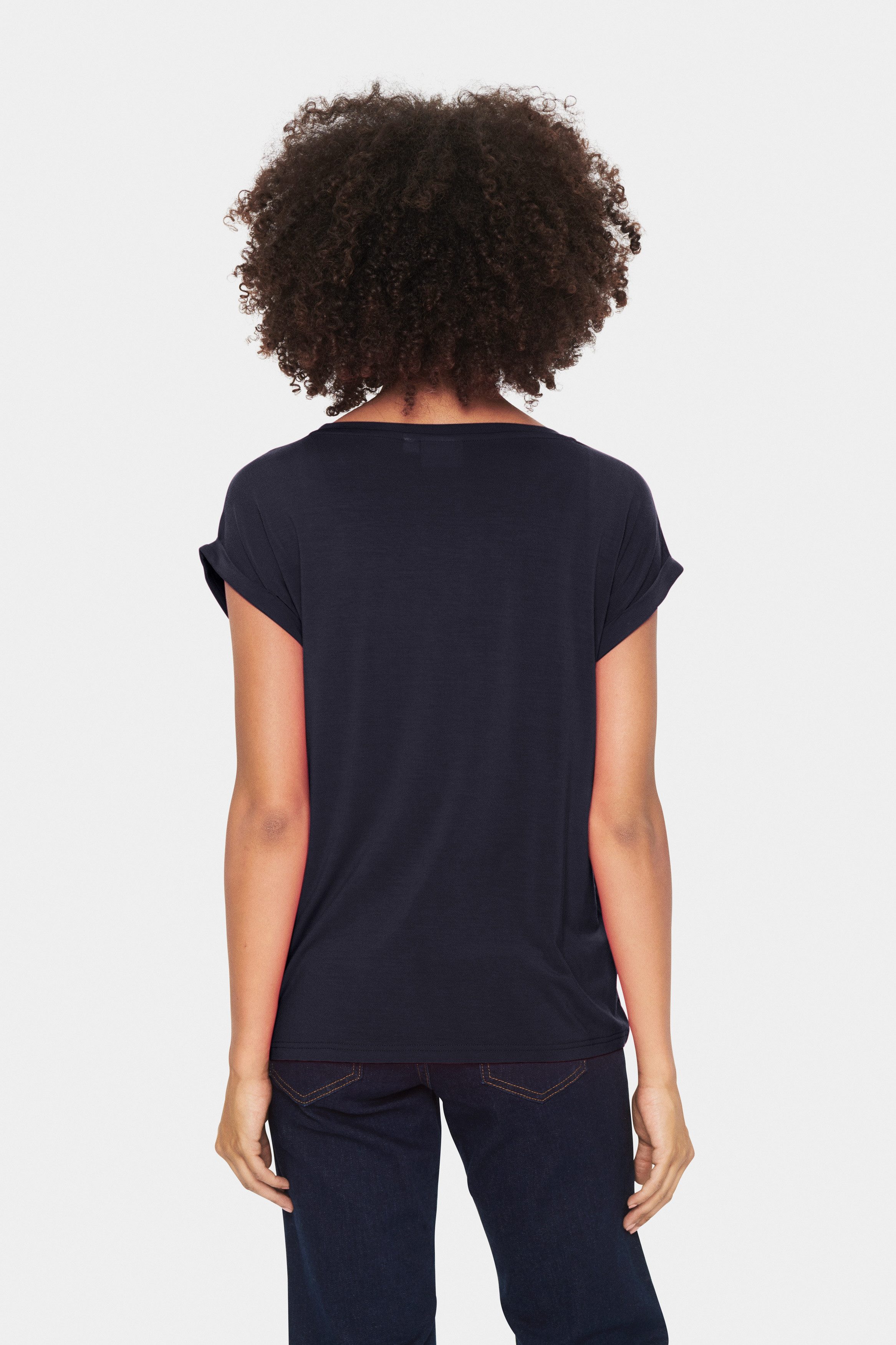 Saint Tropez Shirt met ronde hals Basic in chique lyocell kwaliteit