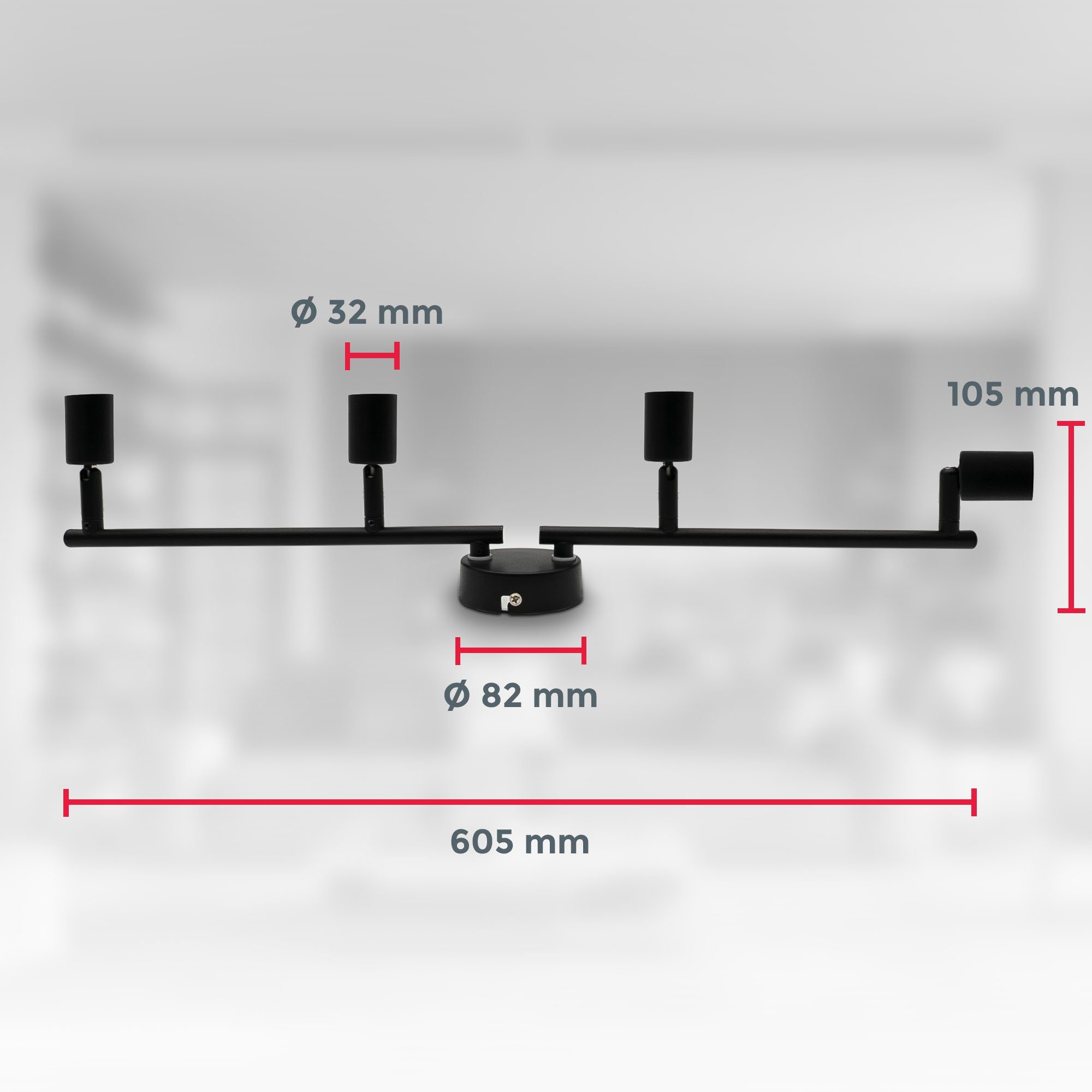 B.K.Licht Ledplafondspot voor buiten BK_DS1546 Plafondlamp, Zwenkbaar, Zwart, Incl. GU10 lamp 4-armig, incl. 4x 2,9 watt gu10, 3000k warmwit licht, 4x 260 lm (1 stuk)