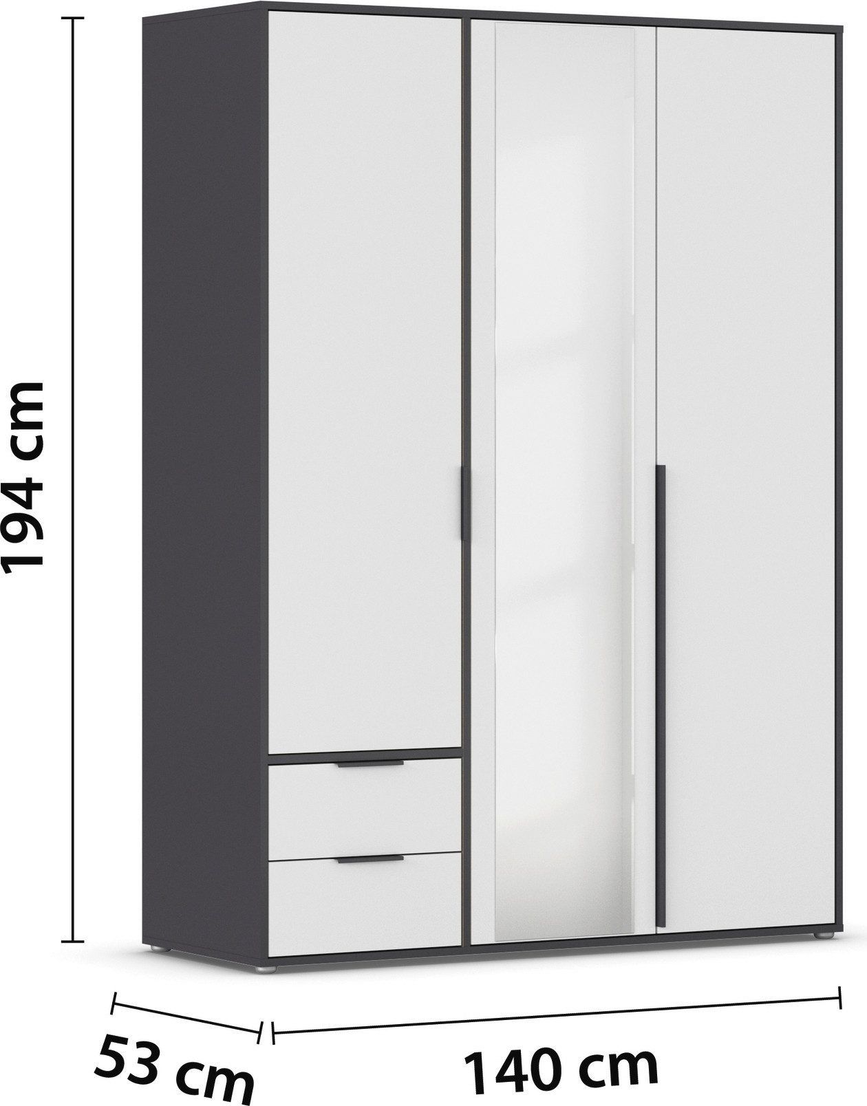 rauch Draaideurkast Kledingkast Kast Garderobe Wasmand NAGATA met Spiegel und schubladen sowie stangengriffen topseller made in germany