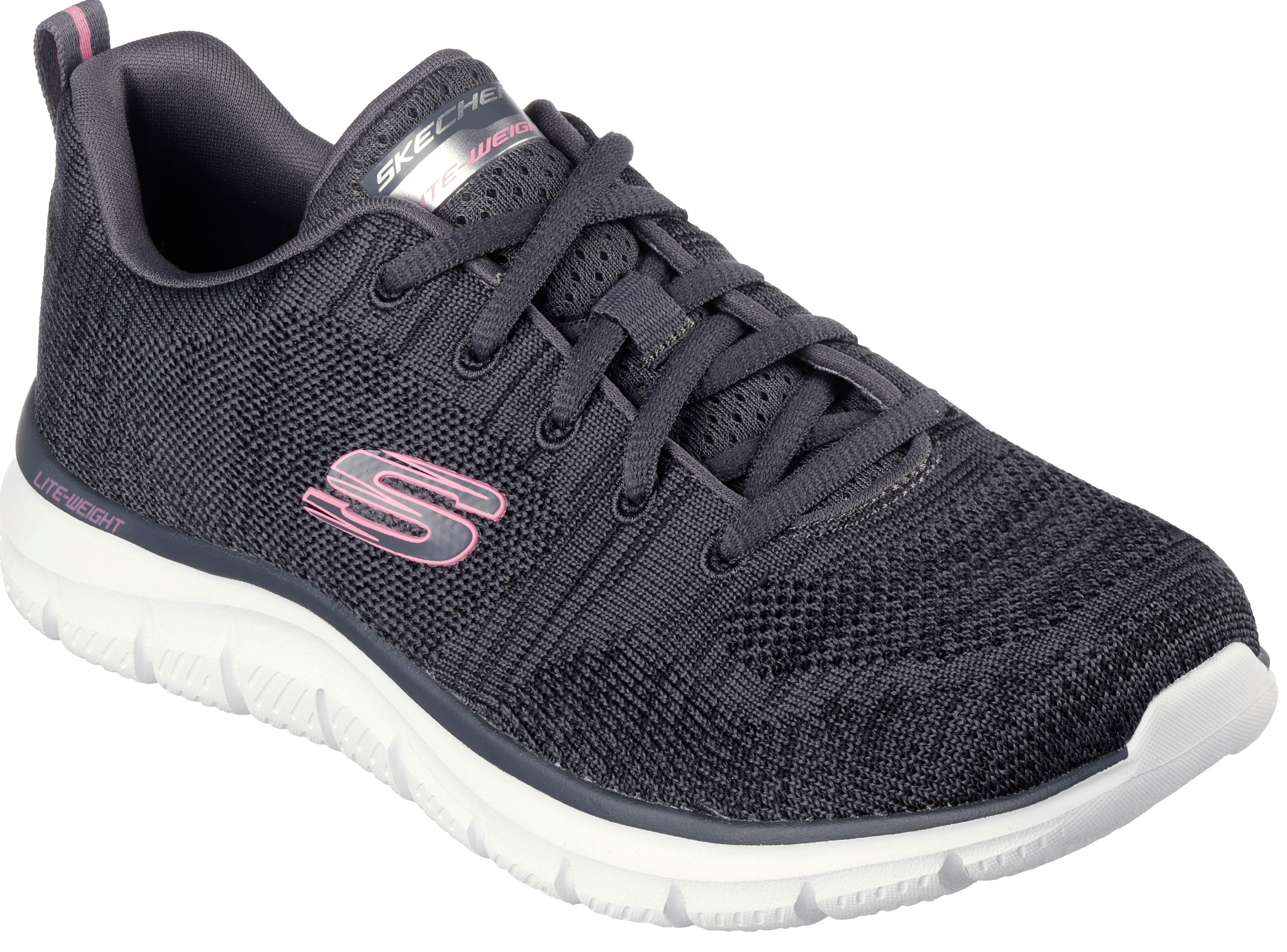 Skechers Sneakers TRACK-DAYTIME DREAMER , vrijetijdsschoen, lage schoen, veterschoen in comfortabele vorm dames schoenen maat 41 grijs