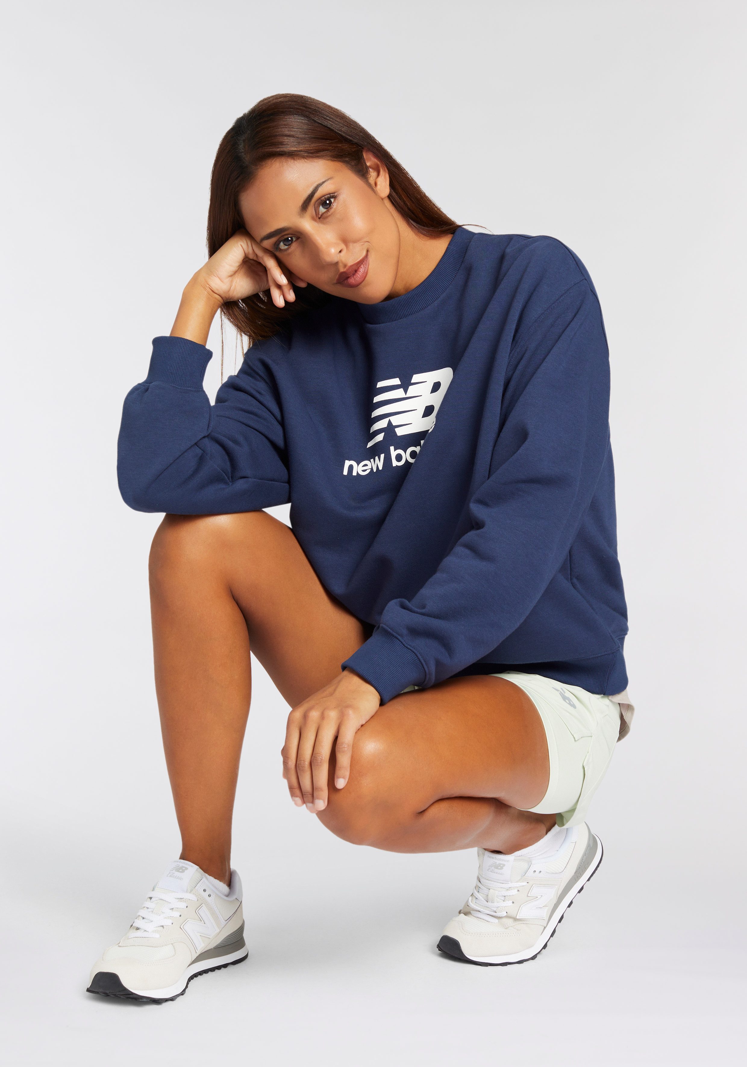 New Balance Hoodie Sport Essentials French Terryogo CrewONARCH BURGUNDY