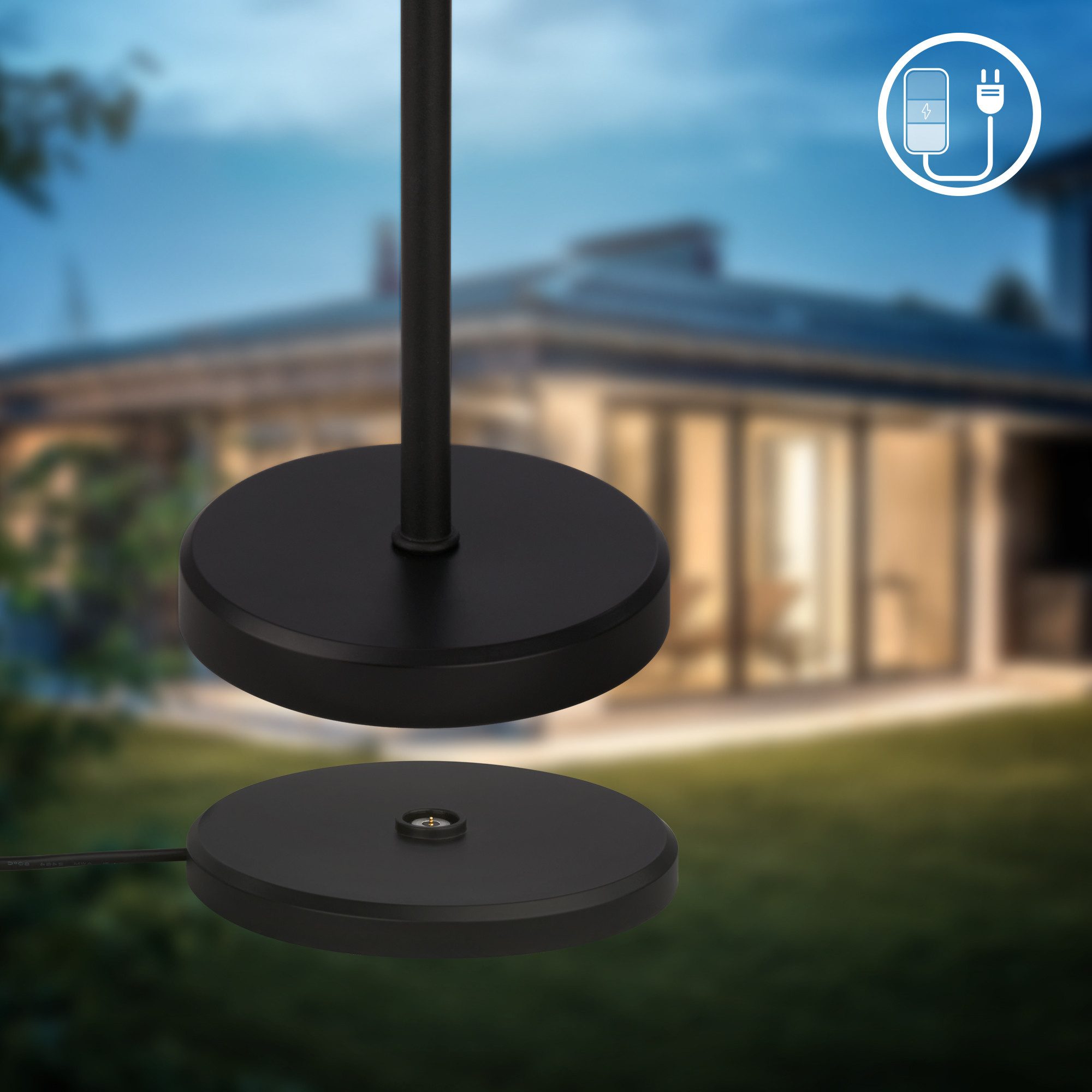 B.K.Licht Tafellamp voor buiten BK_TL1608 Accu tafellamp met oplaadstation, 3-niveau touchdimmer, IP44 (1 stuk)