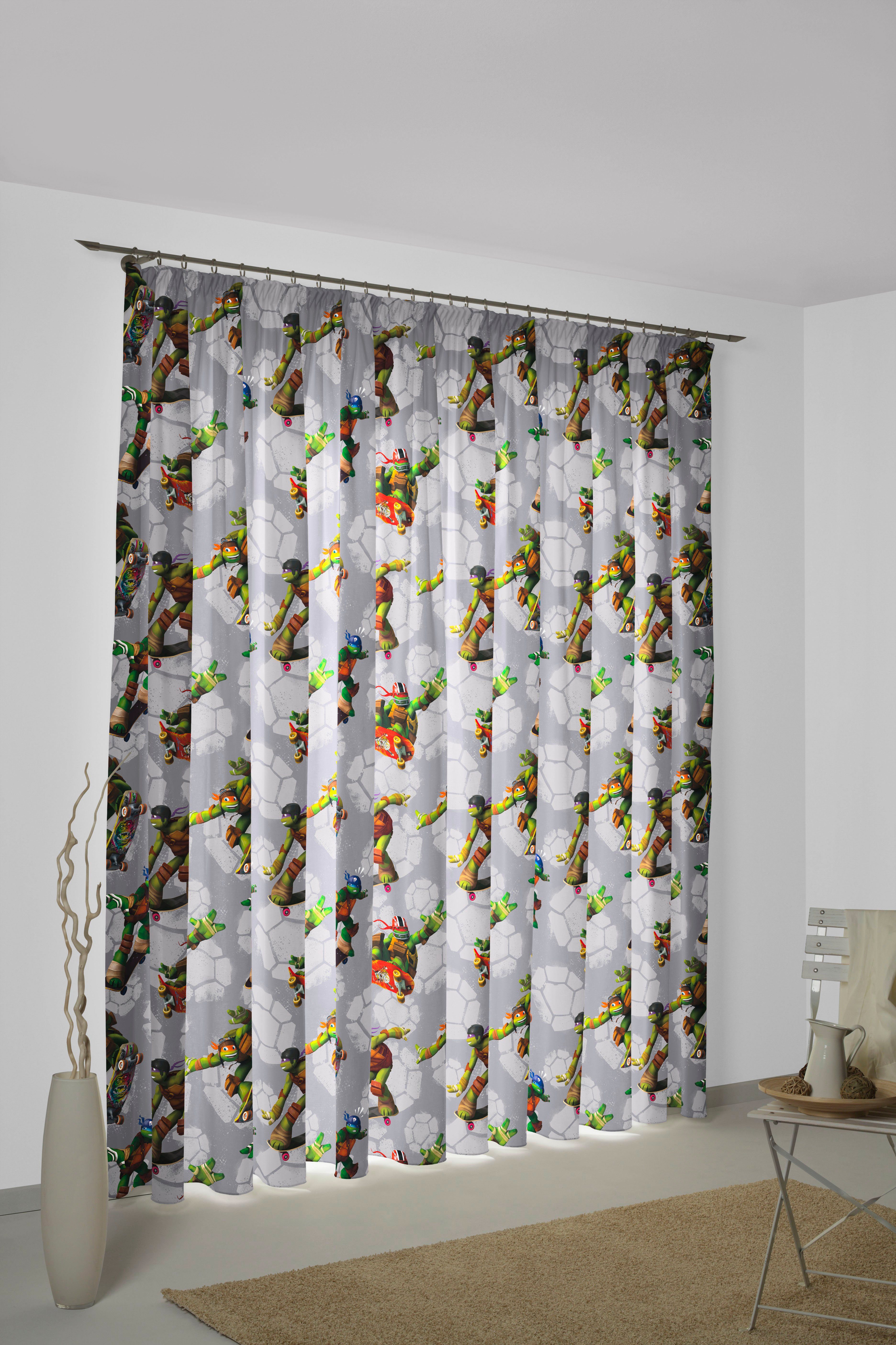 Wirth Gordijn Turtles Nickelodeon (1 stuk) kant & klaar gordijnen maat 142 cm x 175 cm grijs