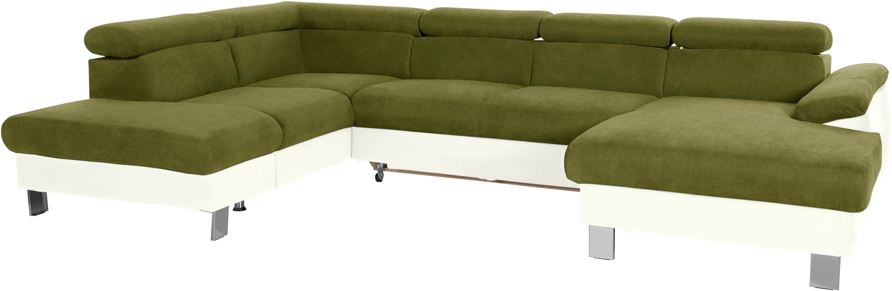COTTA Zithoek Komaris U-Form, B: 320 bzw. 100 cm (Set: Wohnlandschaft & Hocker) Set bestaande uit: woonlandschap met hoofdverstelling & hocker (set)