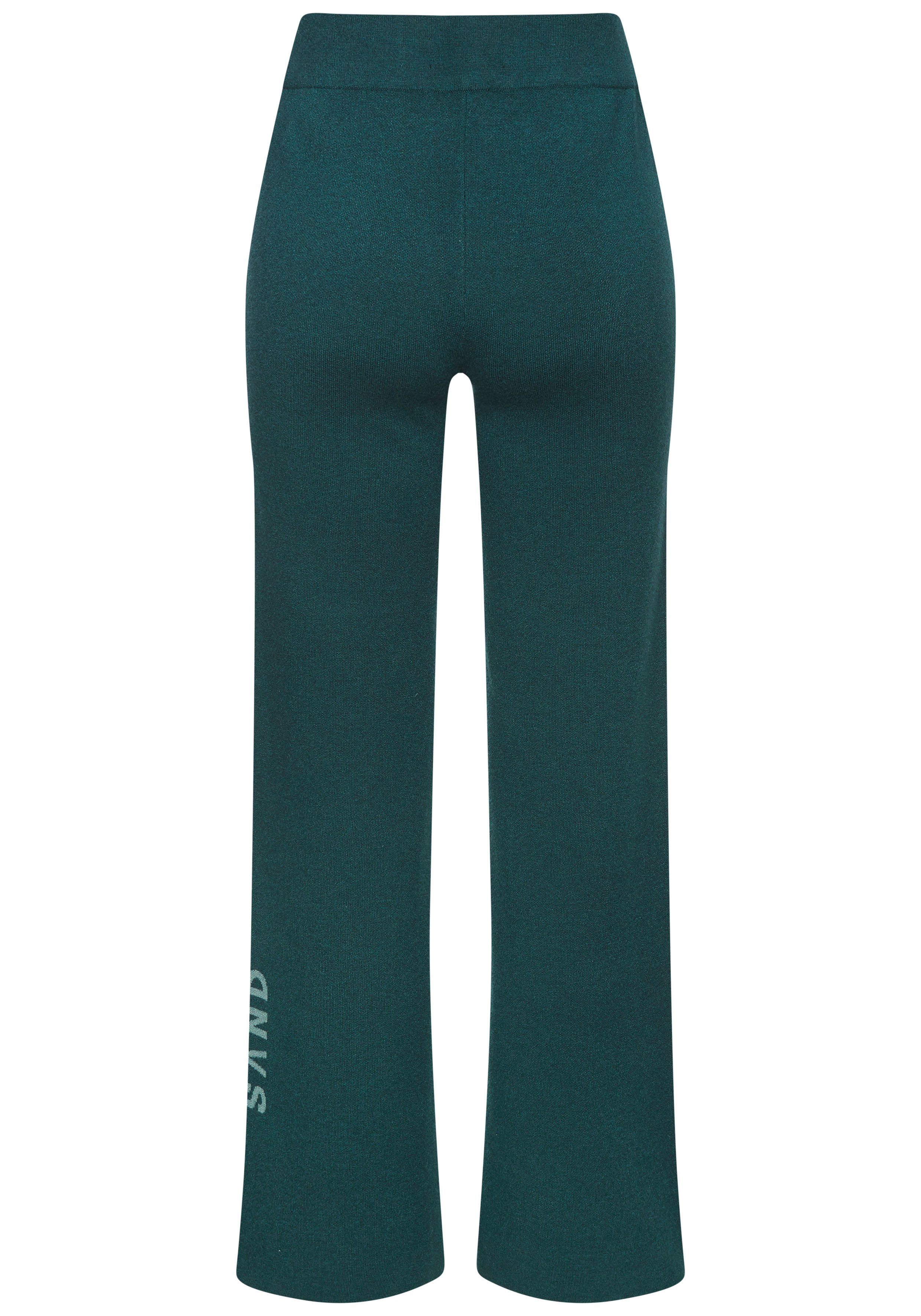 Elbsand Tricotbroek met wijde pijpen en geborduurd logo, loungewear