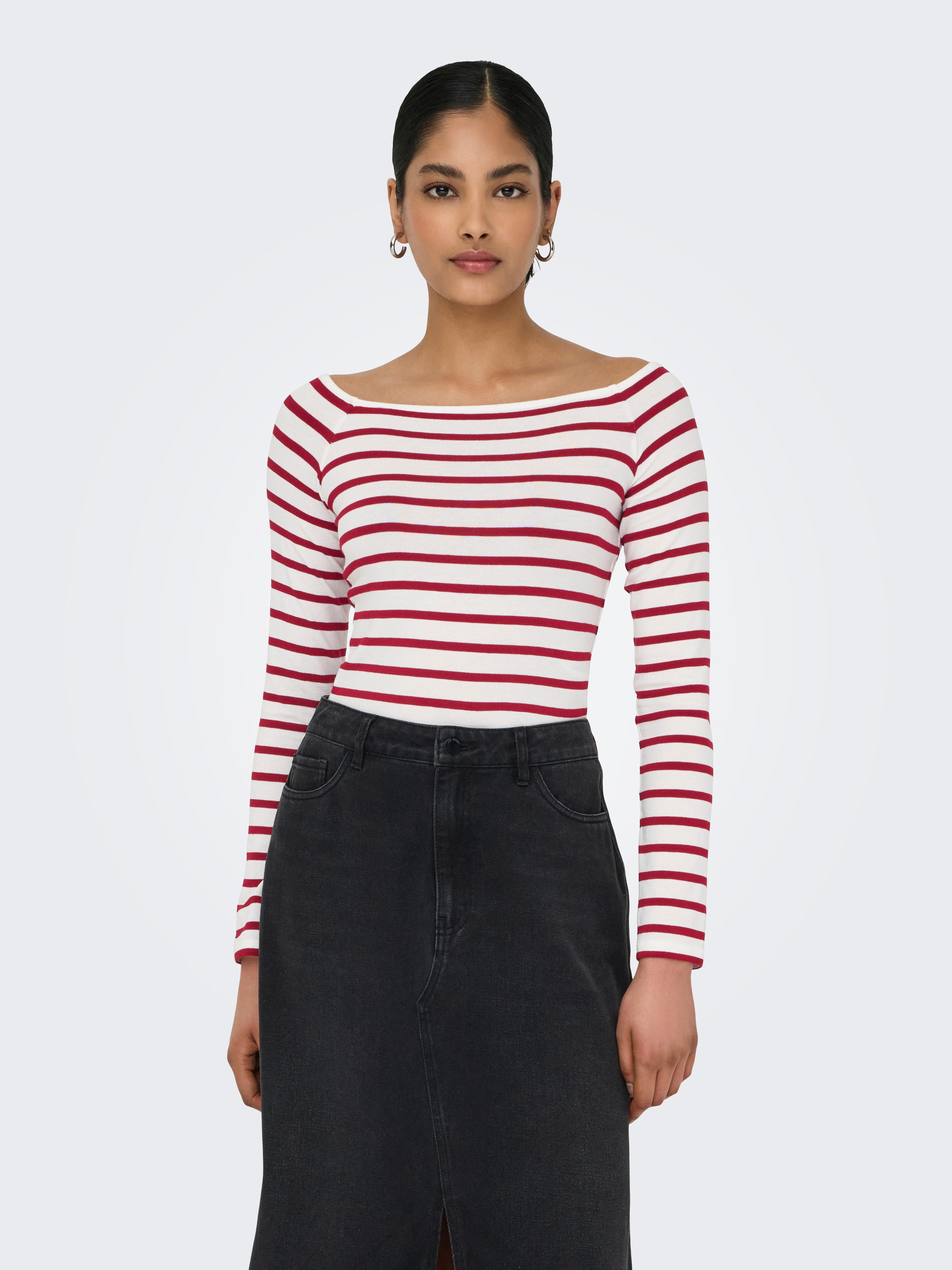Only Shirt met lange mouwen ONLGLAMOUR L/S BOAT NECK TOP BOX CC JRS