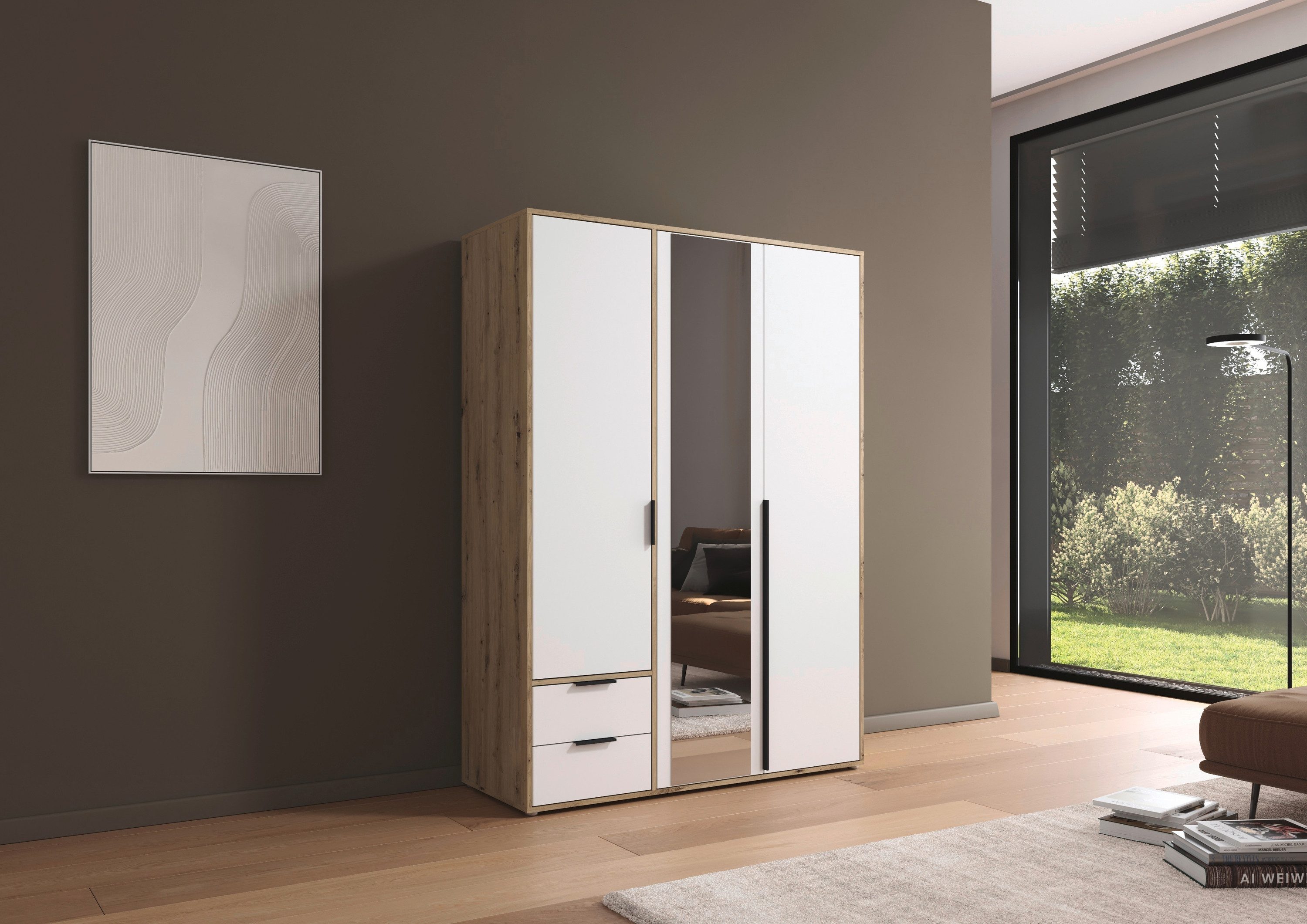 rauch Draaideurkast Kledingkast Kast Garderobe Wasmand NAGATA met Spiegel und schubladen sowie stangengriffen topseller made in germany