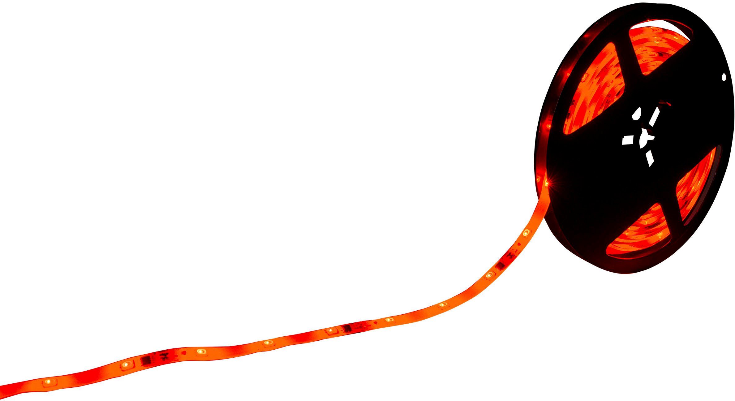 näve Led-strepen Stripe LED strip RGB, 5m, infrarood afstandsbediening, IP20, dimbaar, 19W (1 stuk)