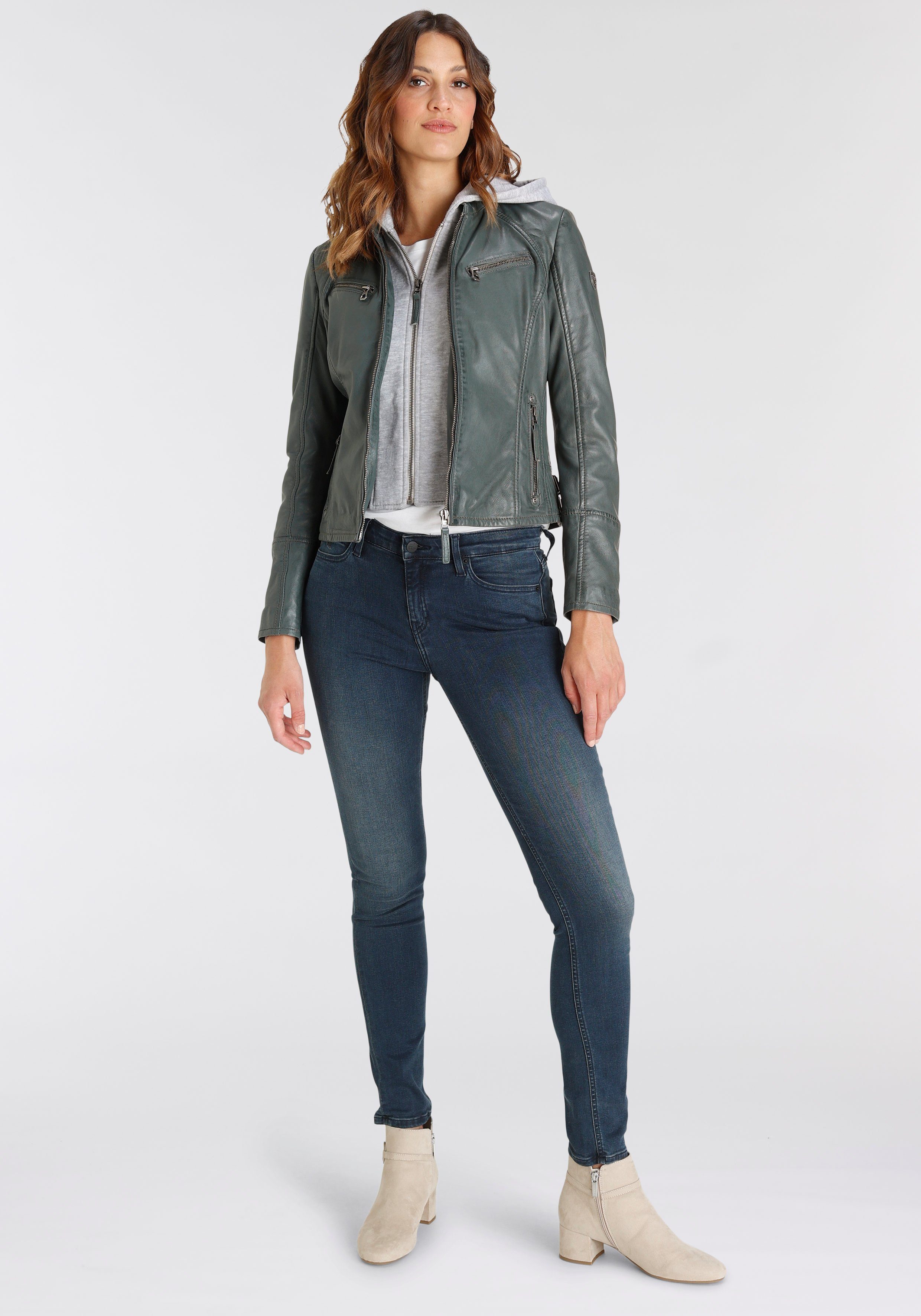 Mauritius Leren jack NOLA Two-in-one stijl - met een afneembare jerseycapuchon