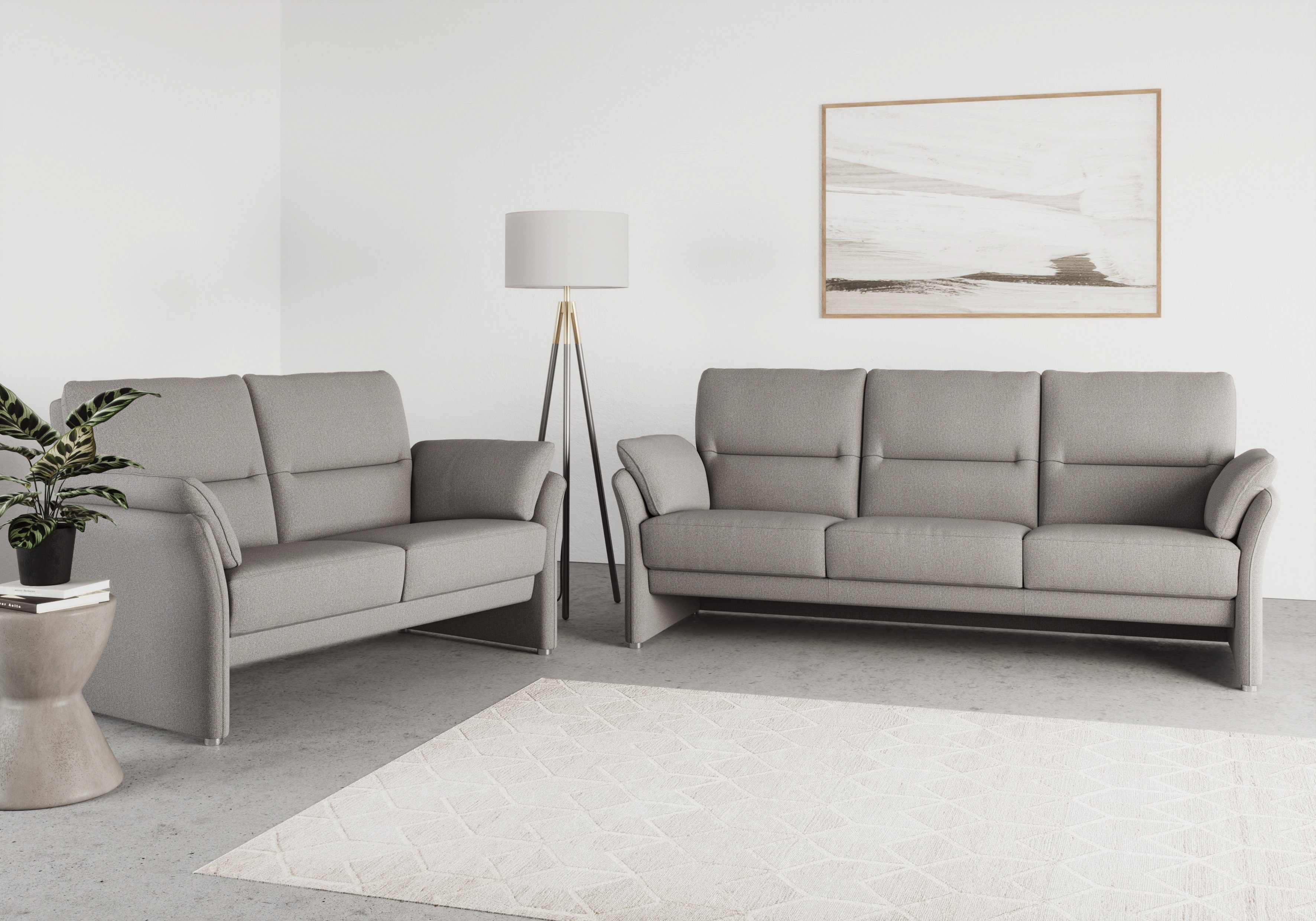 DOMO collection 3-zitsbank Pina tijdloos en elegant, smalle armleuningen, compacte afmetingen