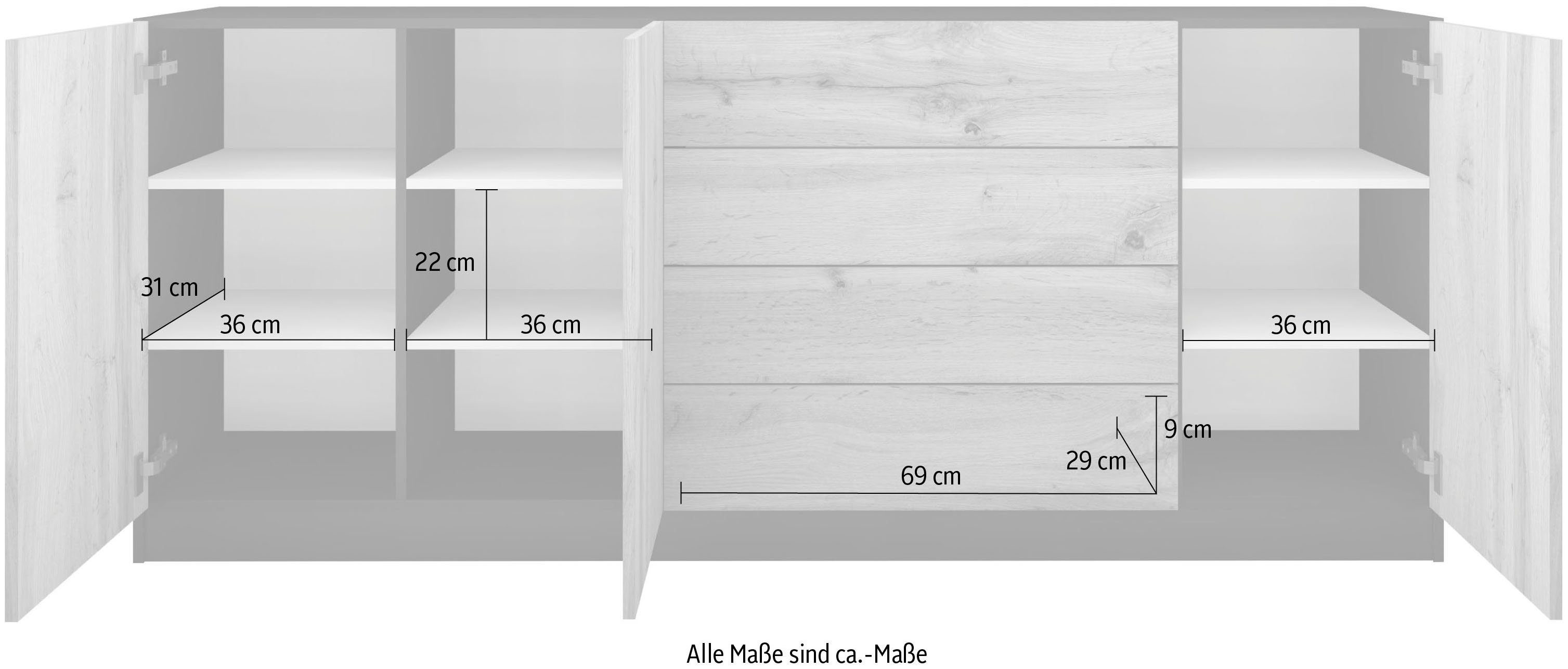 borchardt Möbel Dressoir Vaasa Breedte 190 cm