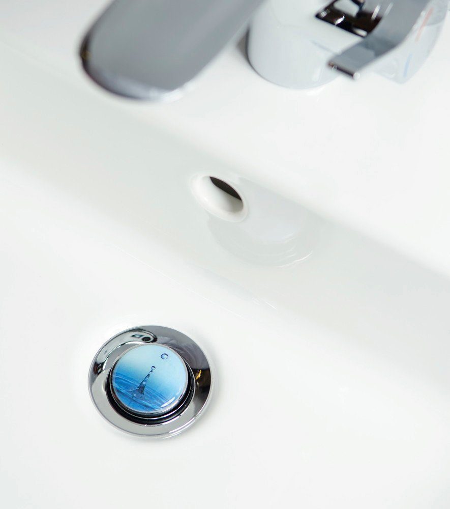 Sanilo Set badkameraccessoires Waterdruppels bestaand uit toiletzitting, badmat en wastafelplug (complete set, 3-delig)